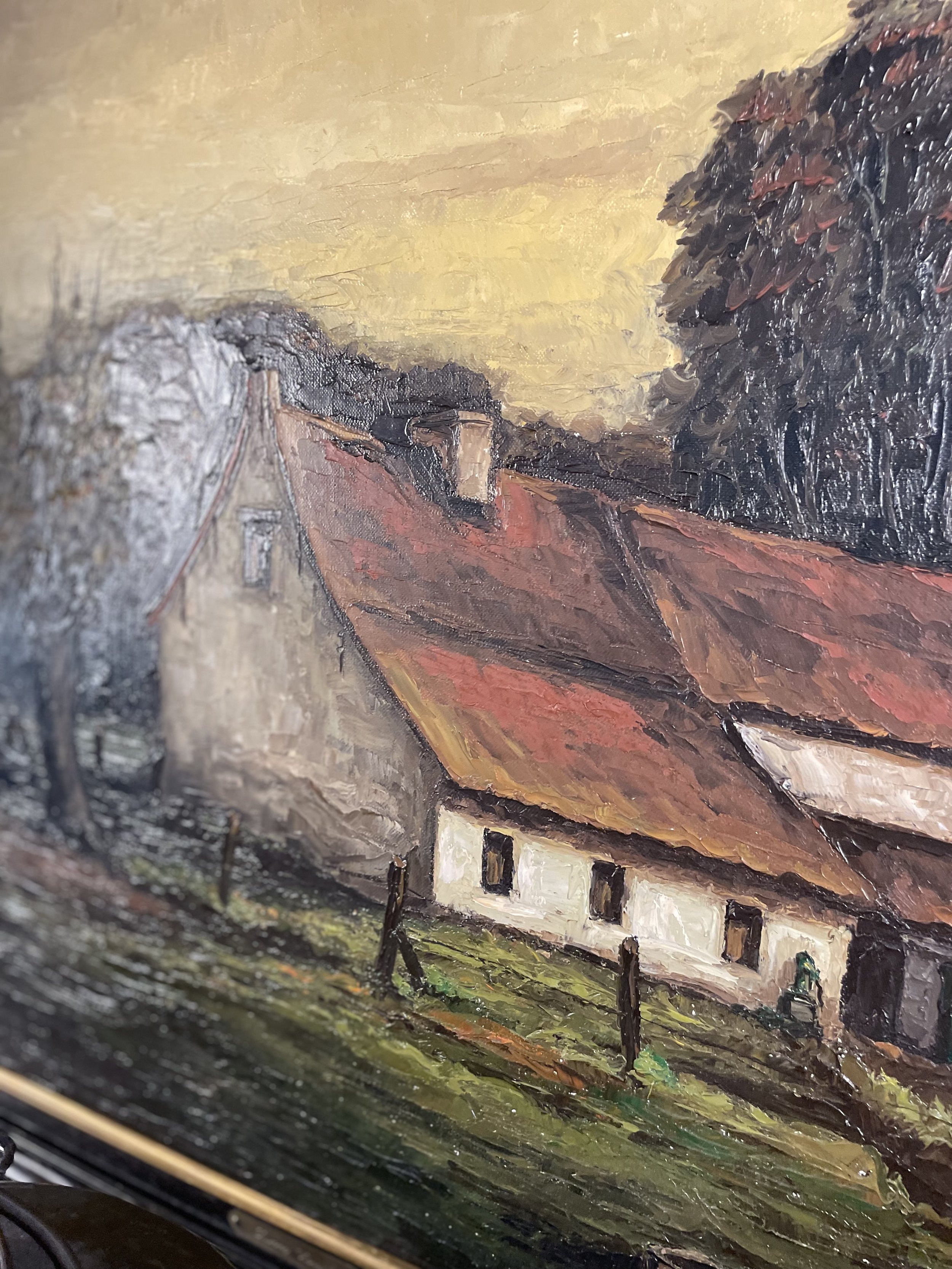 French Barn at Sunset Oil Painting by Danny Verschueren