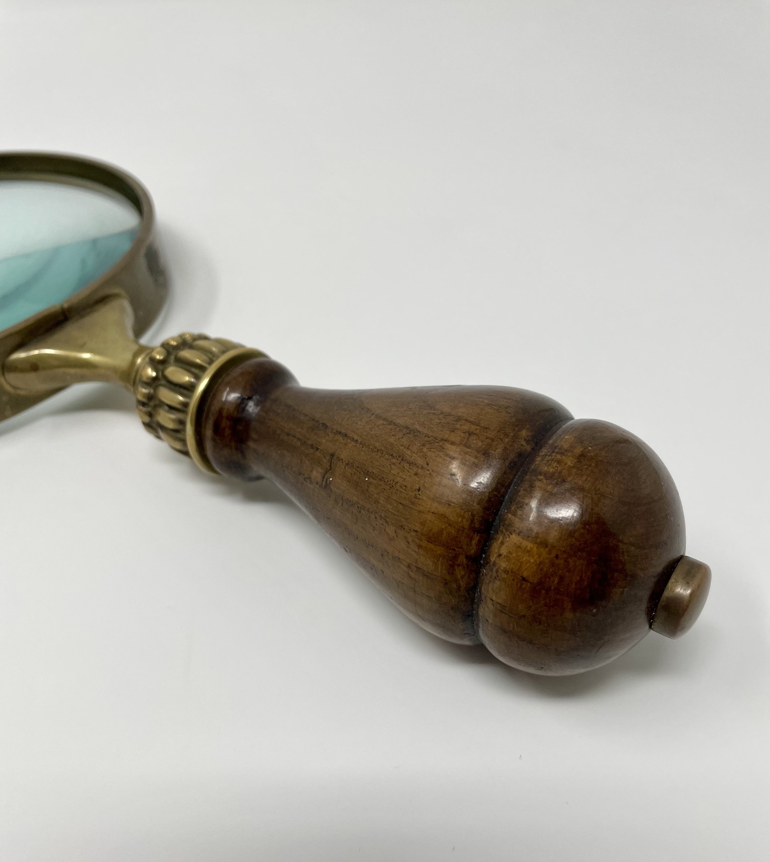 Vintage Brass & Wood Magnifying Glass