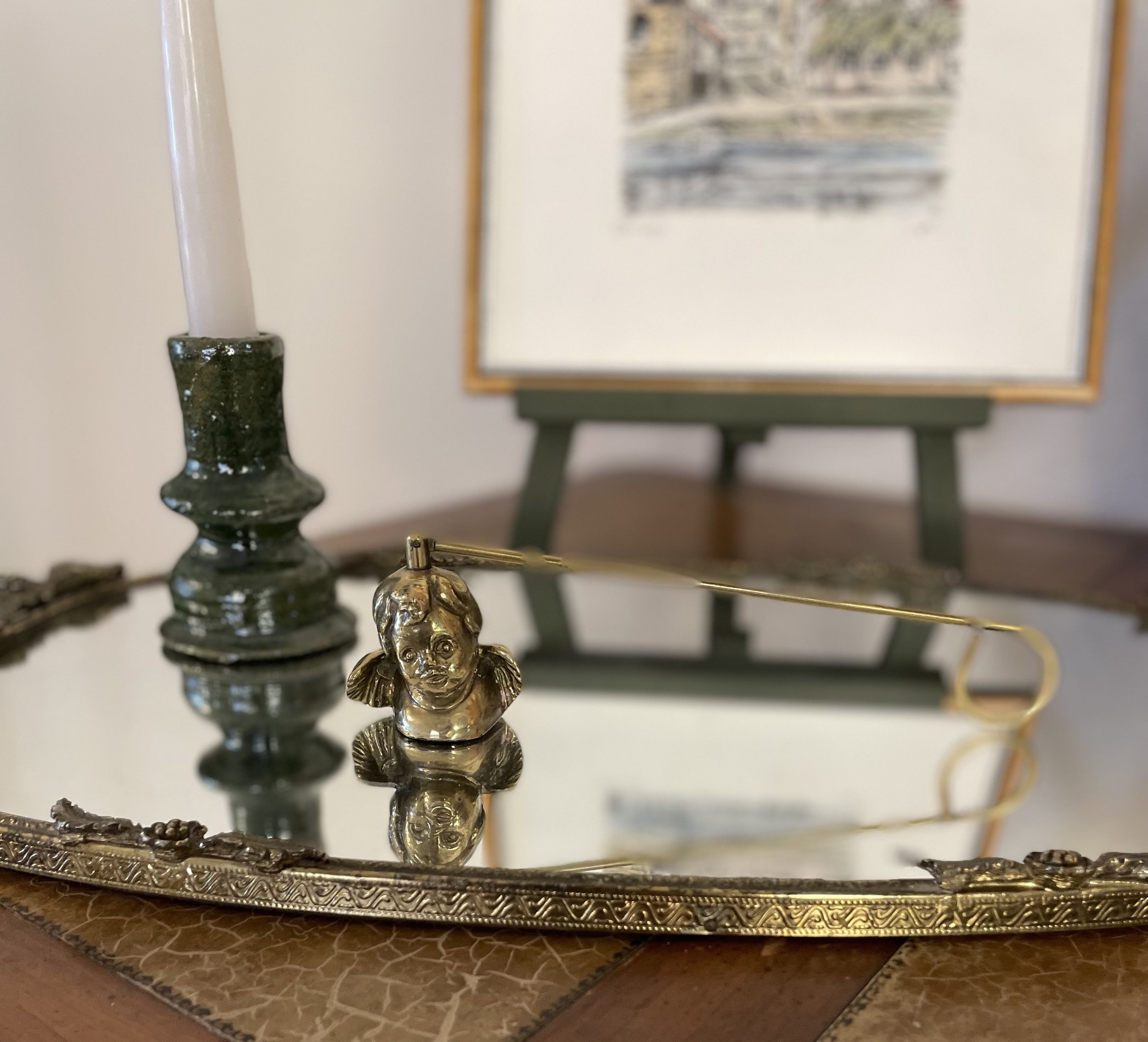 Vintage Brass Cherub Snuffer