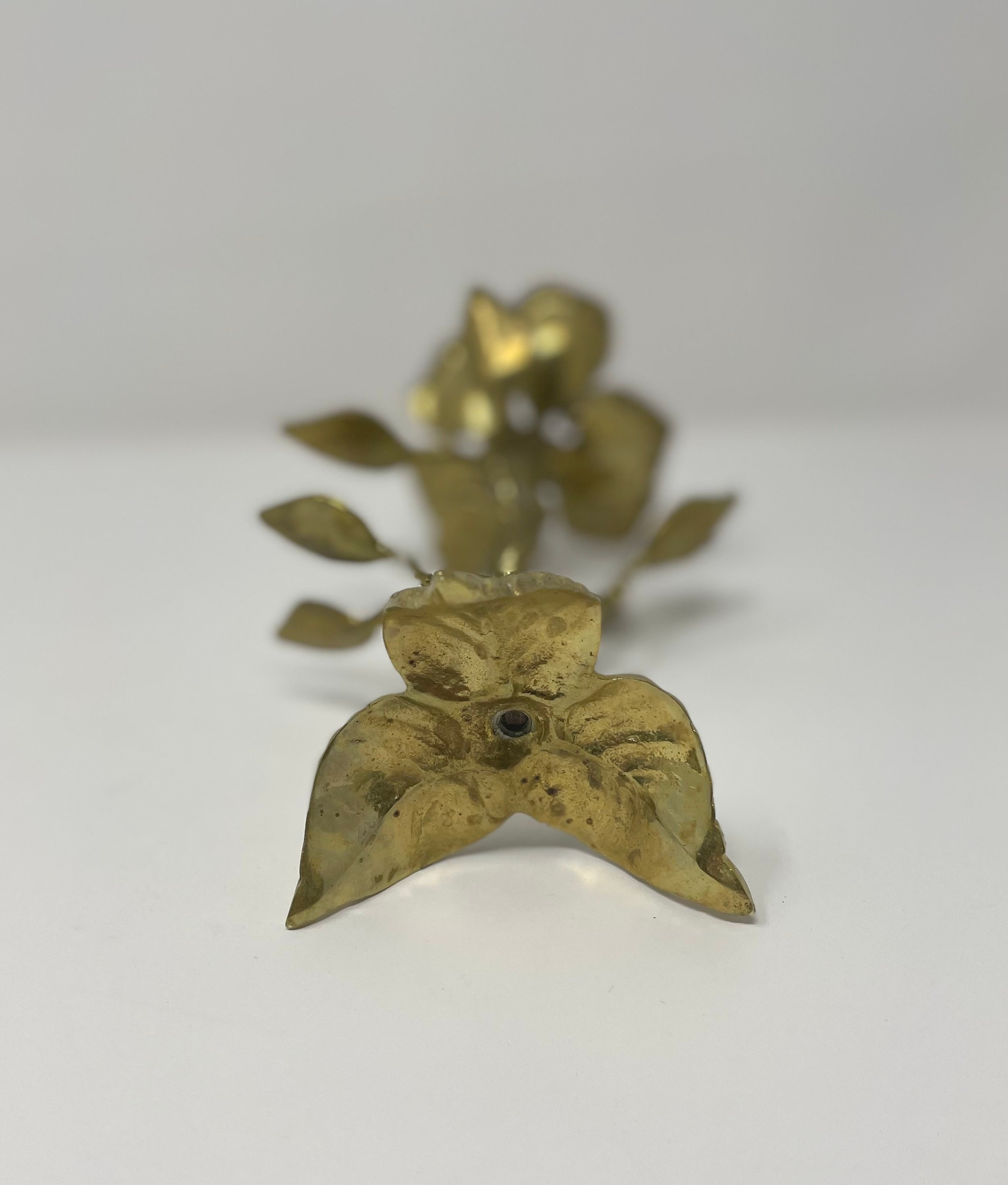 Vintage Brass Rose Figurine