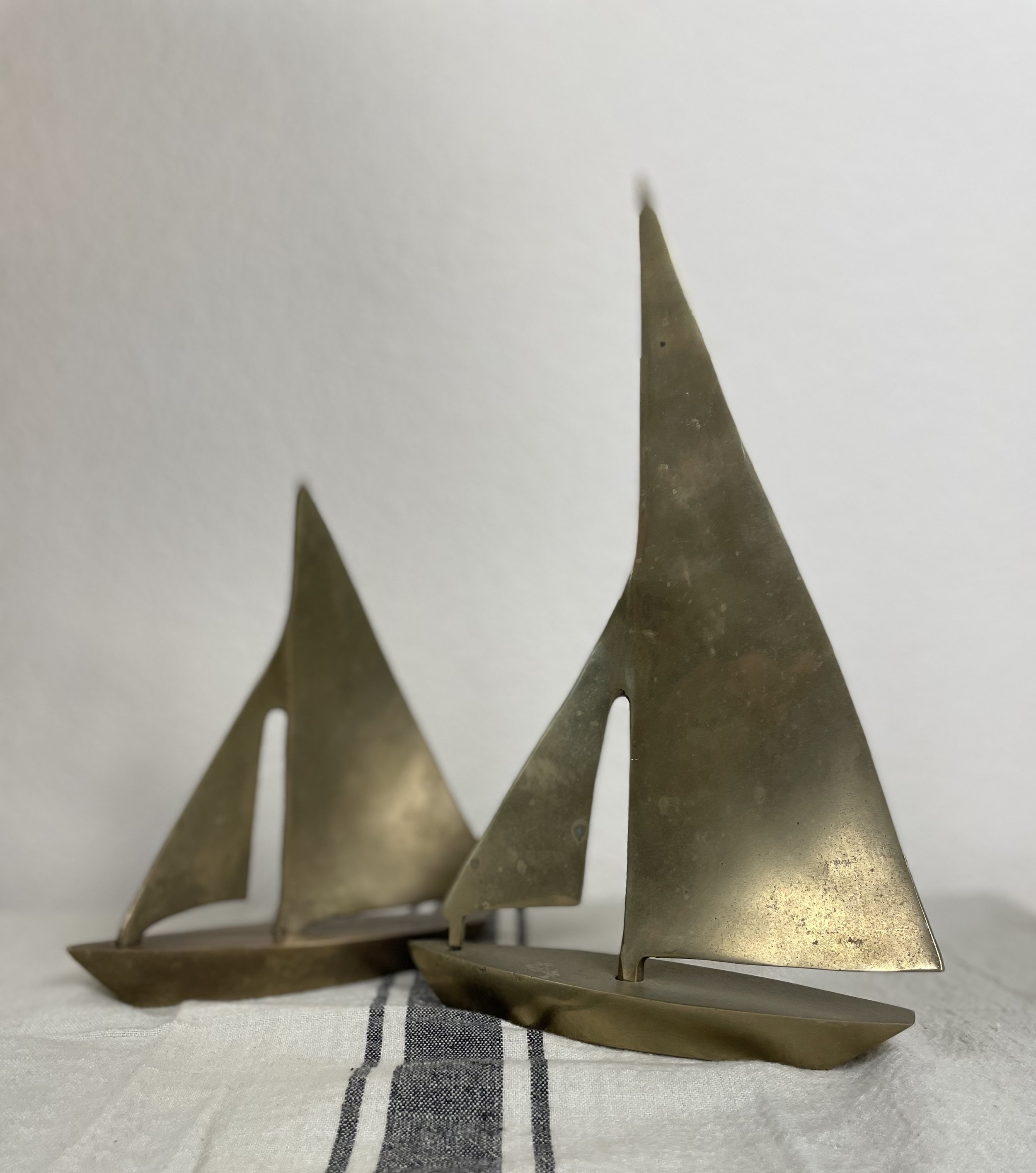Vintage Brass Sailboat Figurines
