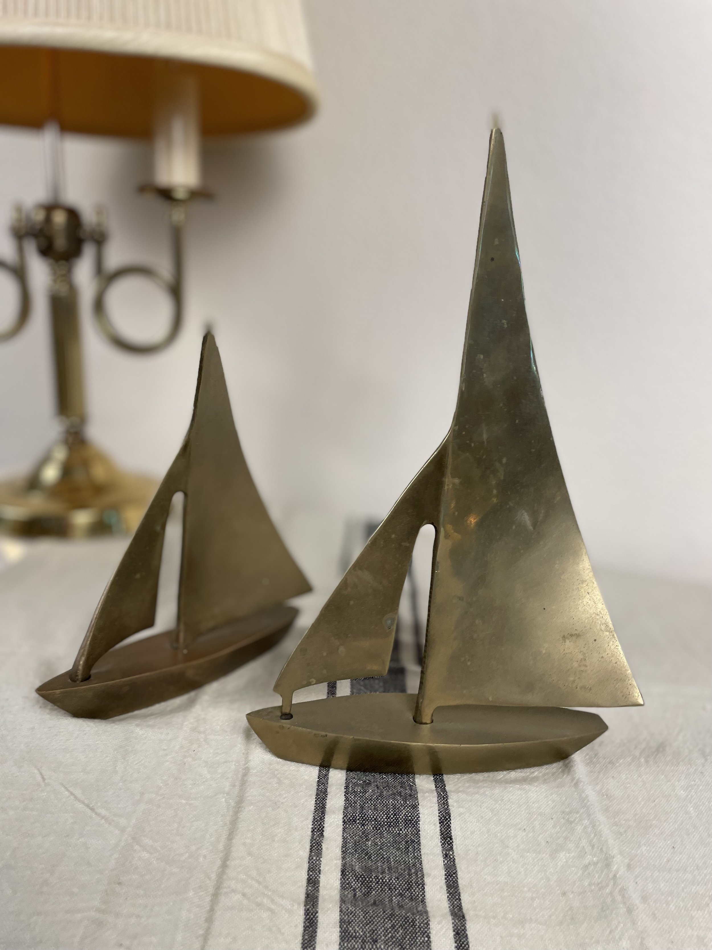 Vintage Brass Sailboat Figurines