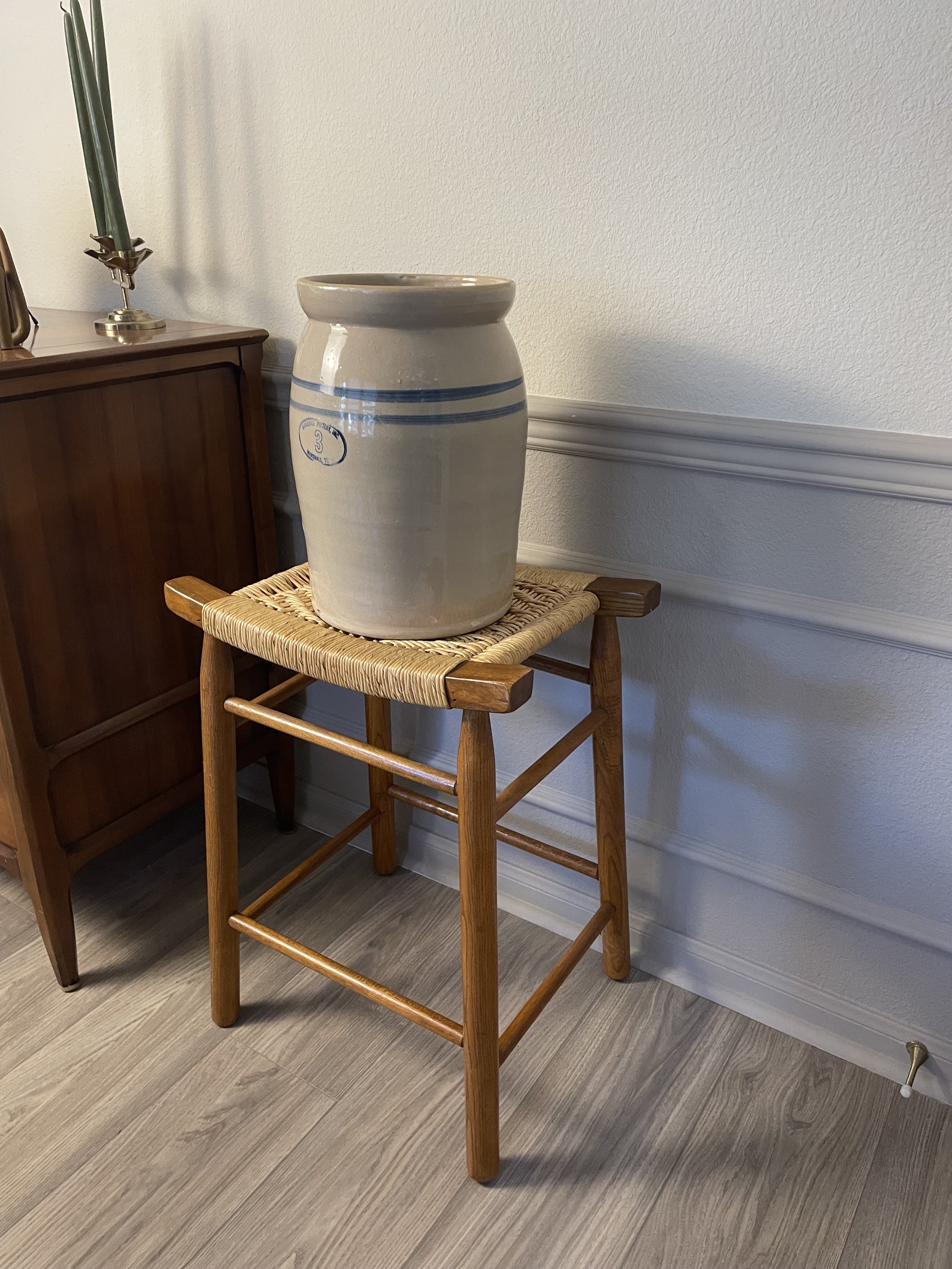 Vintage Raffia Bar Stool