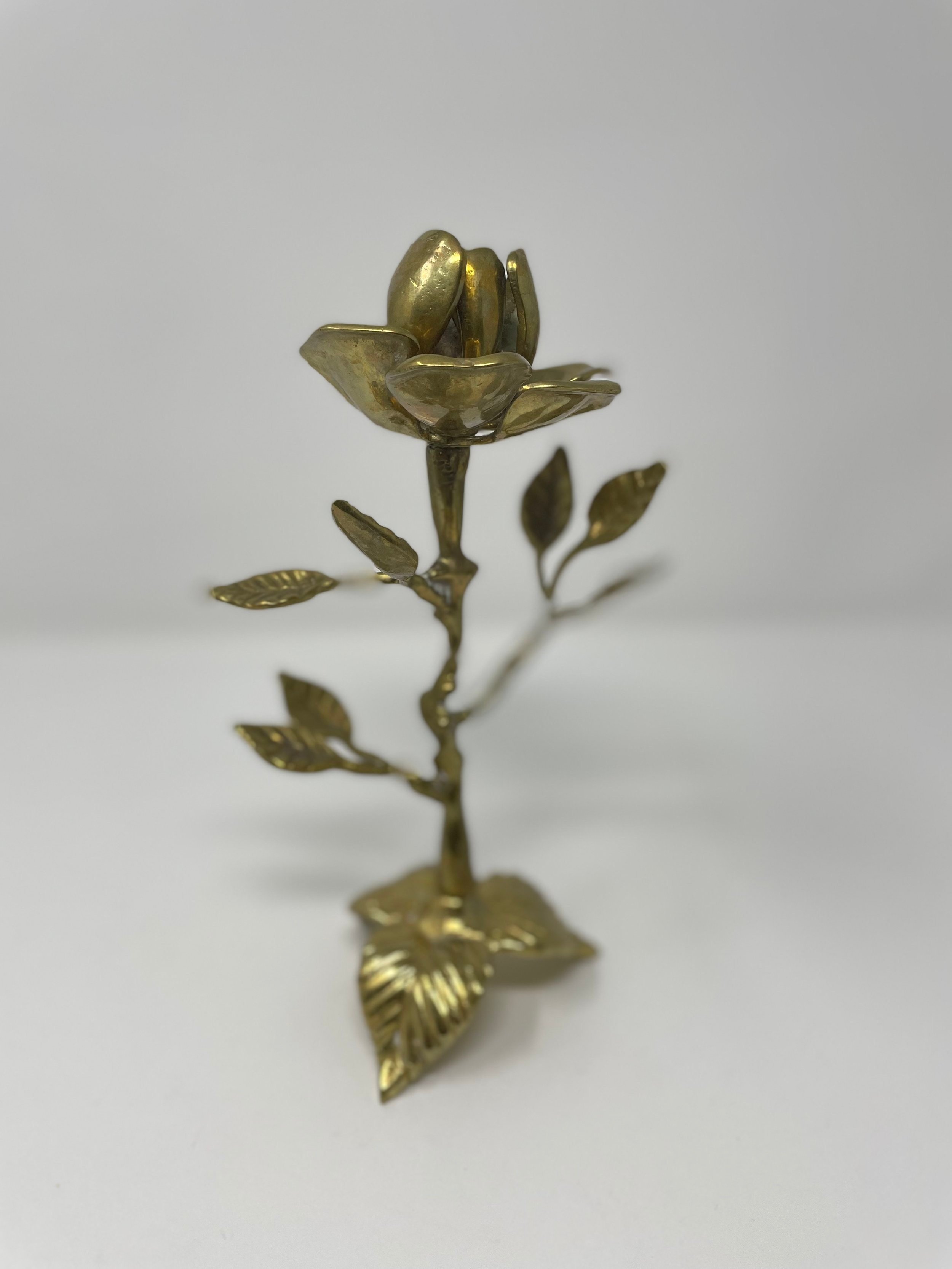 Vintage Brass Rose Figurine