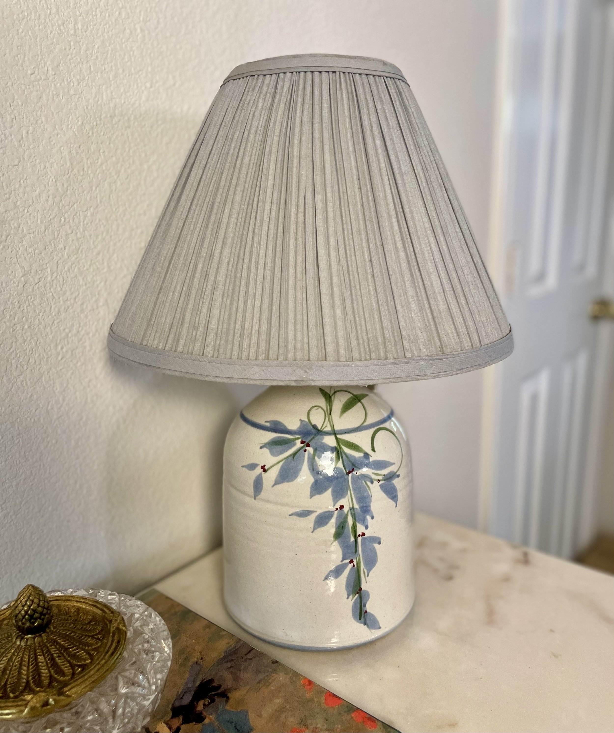 Blue Floral Jug Lamp