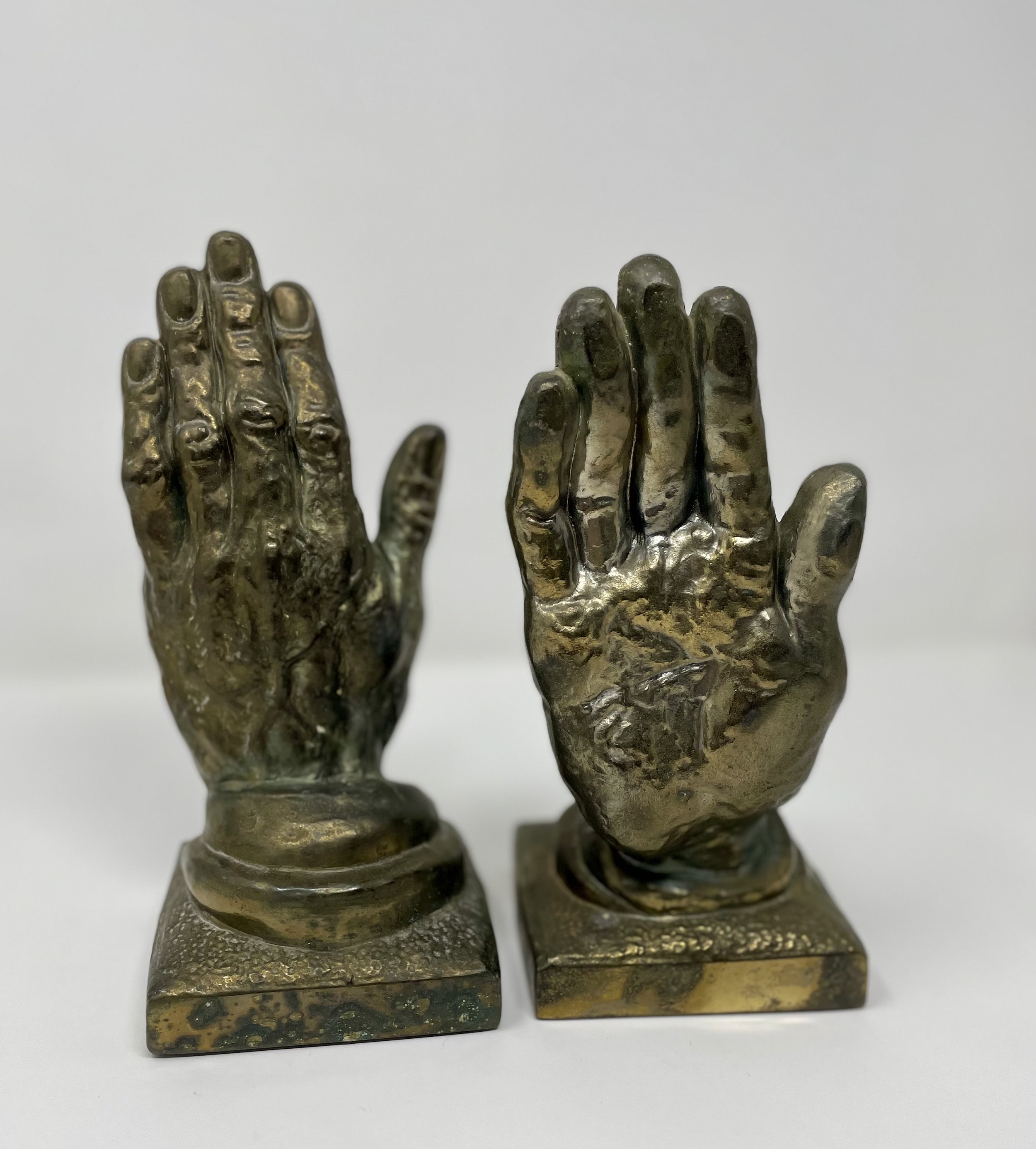 Vintage Brass Hands Bookends
