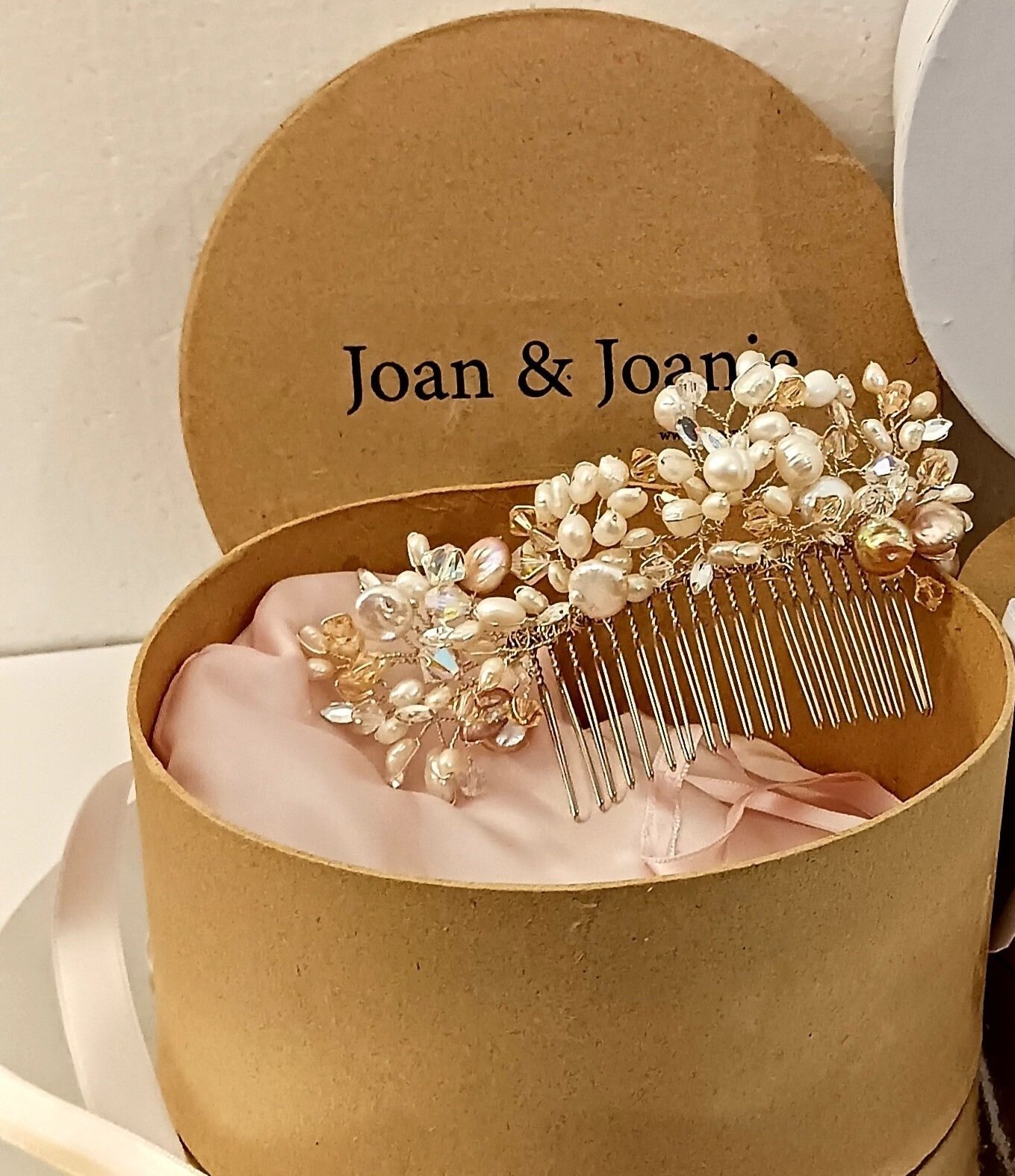 Ivory and Champagne coloured baroque pearls and swarovski crystal bridal haircomb