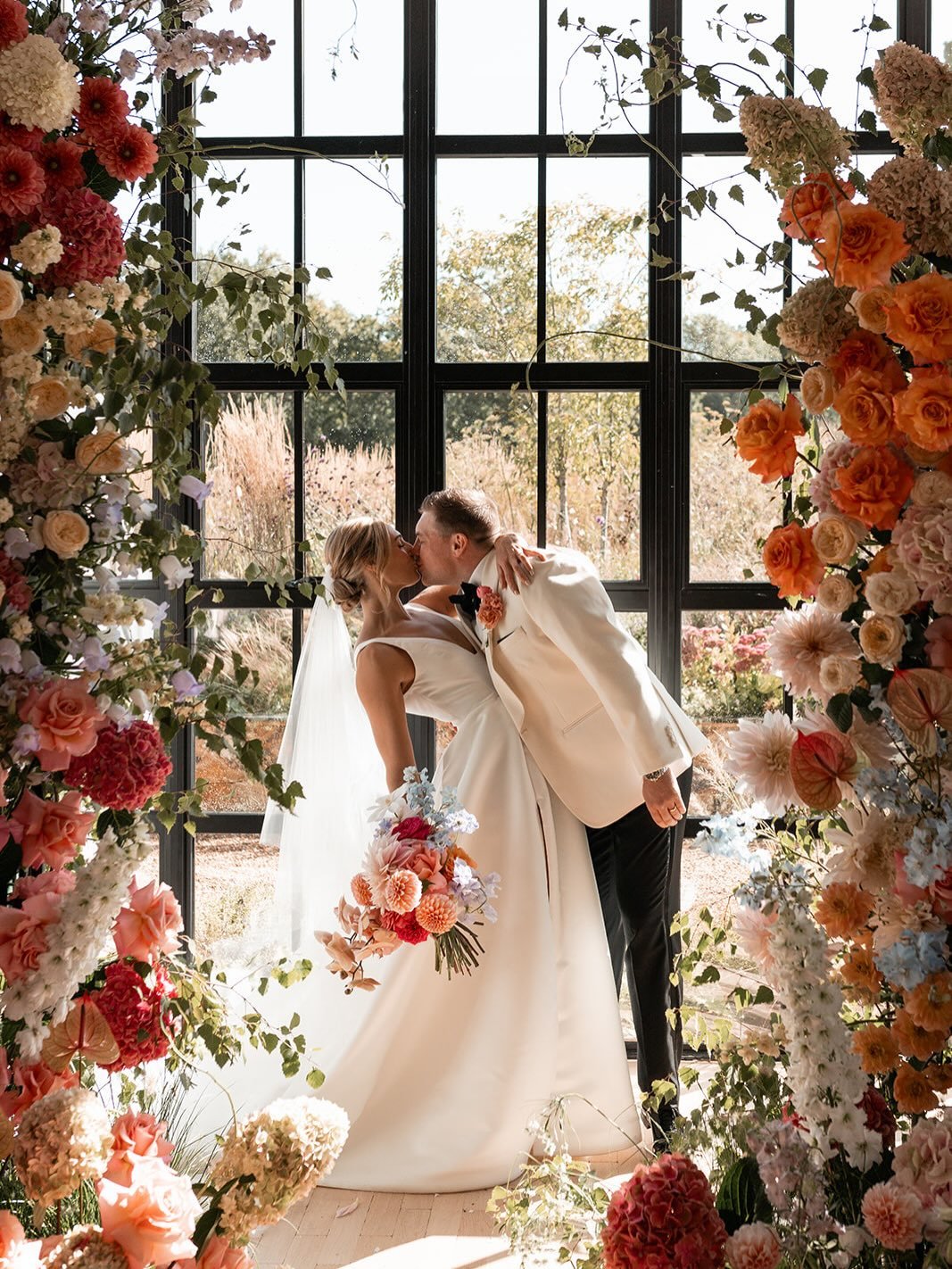 Yaz &amp; Cal&rsquo;s wedding day at @limekilnsussex captured so beautifully by @thismodernrevelry was truly one of a kind and a day we will never forget! ✨

The stunning backdrop of Limekiln was an absolute joy to work with and we created a large br