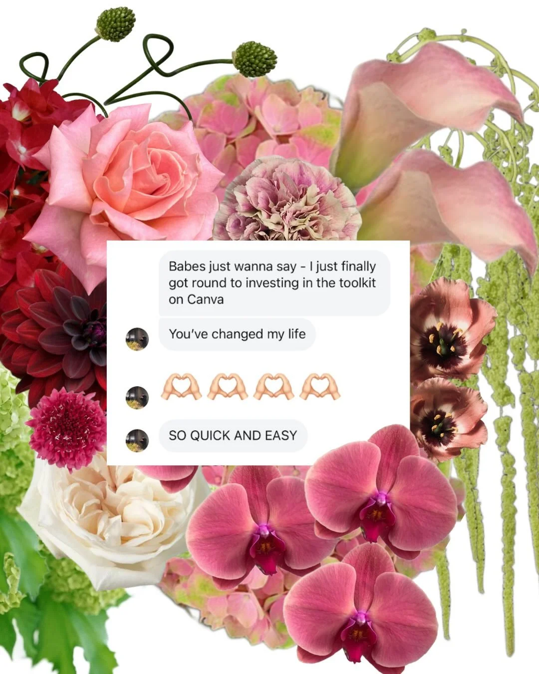 Messages like these are EVERYTHING and the reason we created our digital mock up tool! 💘 

For anyone new around here, what is a digital mock up tool I hear you ask? 🌺🌸🌼

It is a tool created for florists, by florists. Our easy-to-use Canva based