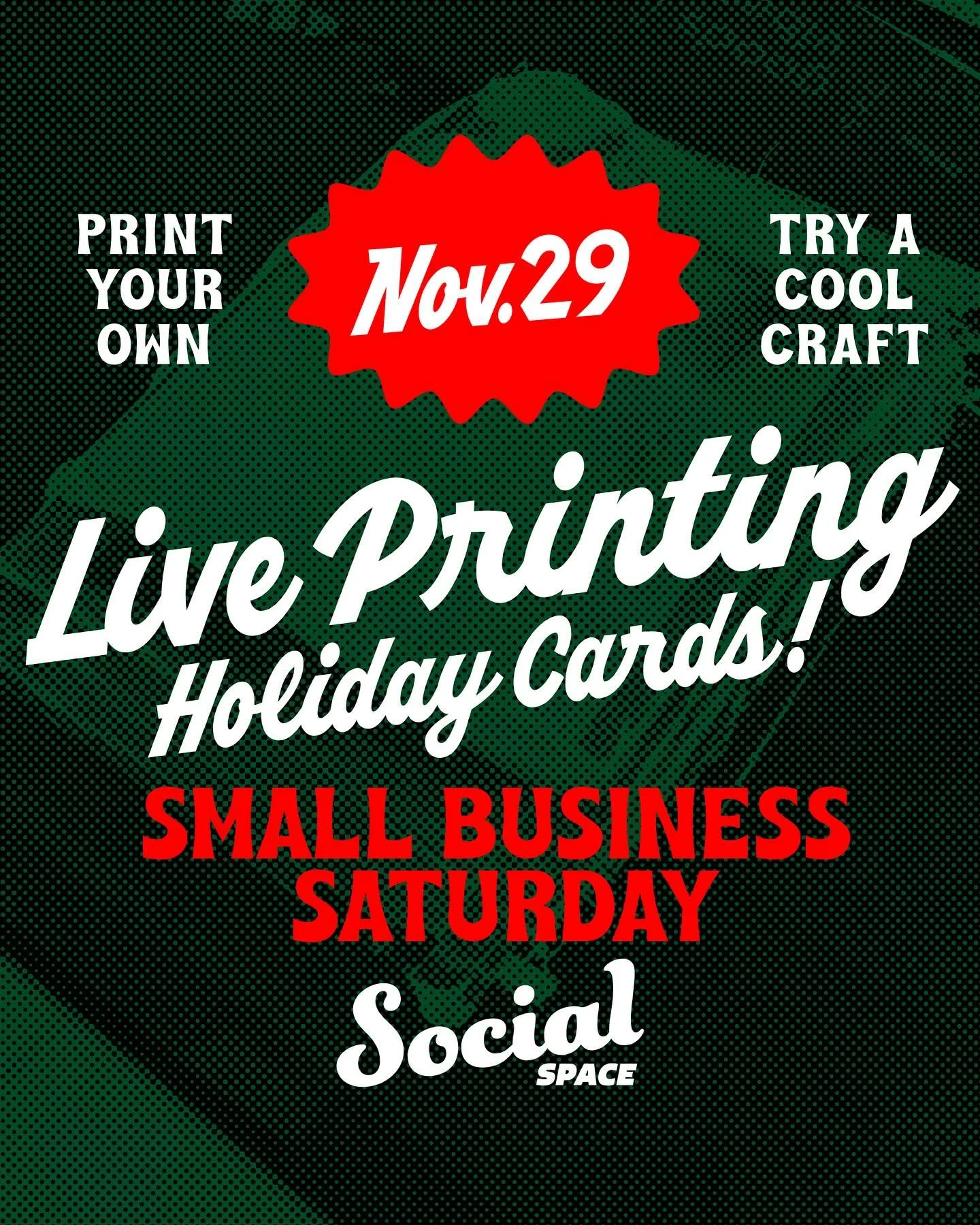 Your mom misses that time when you made her a handmade card. This is your chance to do it again! 

Join us on Small Business Saturday later this month for a live Holiday Card Printing event with @prfenstein !