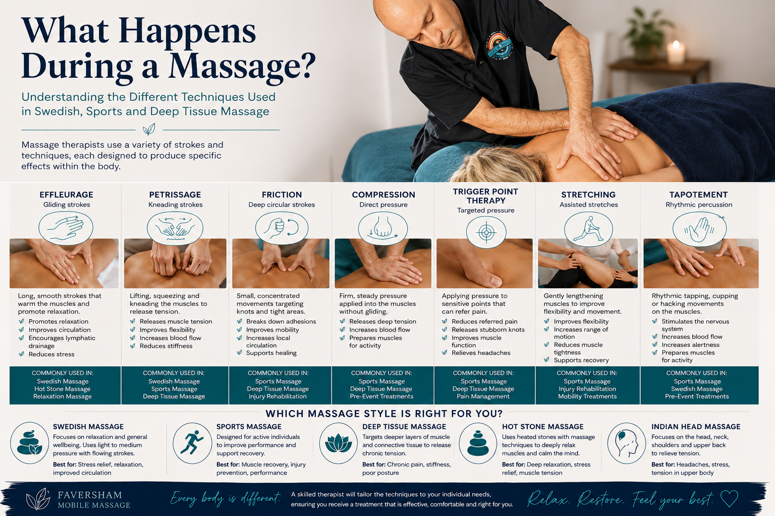 What Happens During a Massage? Understanding the Different Techniques Used in Swedish, Sports and Deep Tissue Massage
