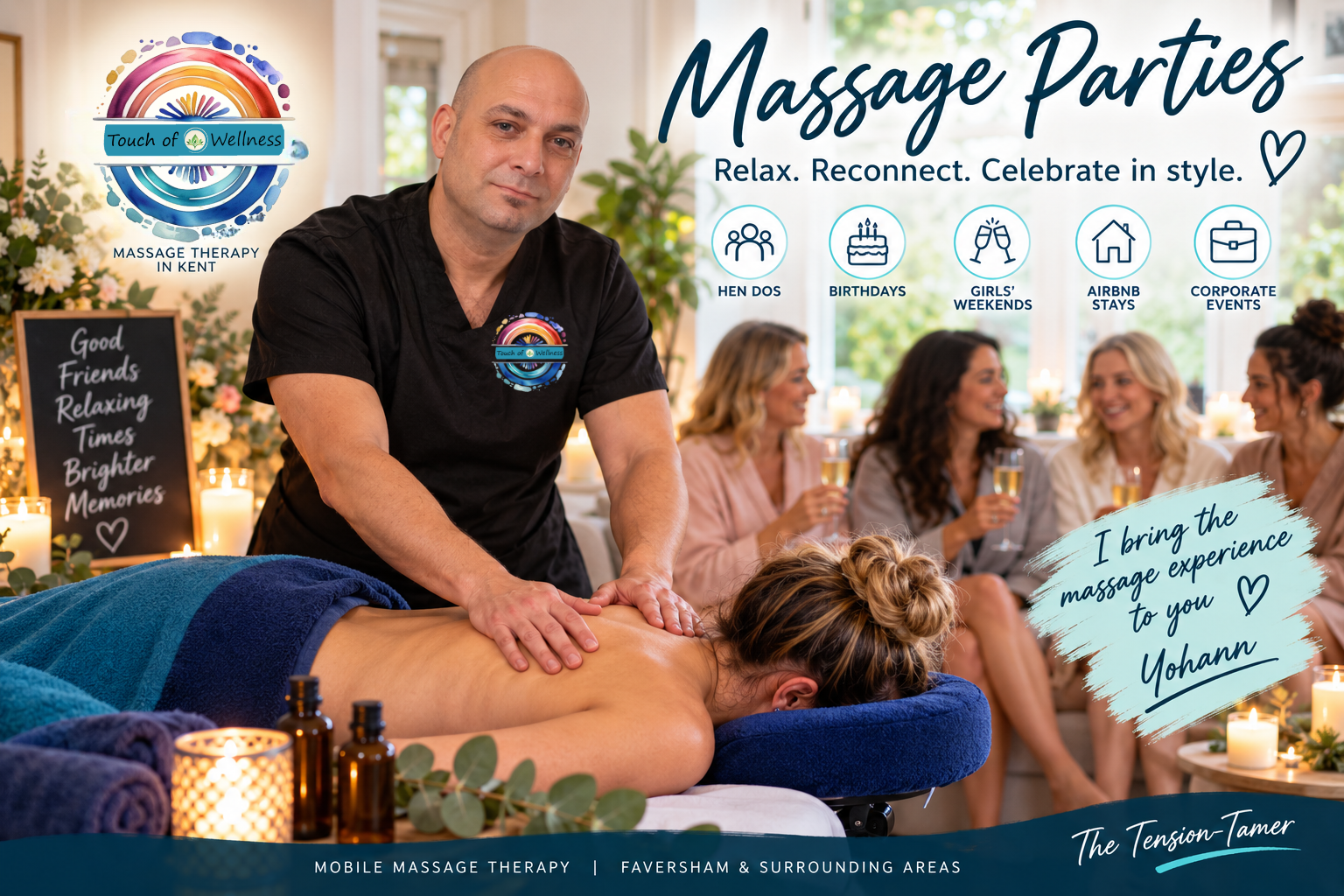 Mobile Massage Parties in Kent ; Relax, Reconnect &amp; Celebrate in Style