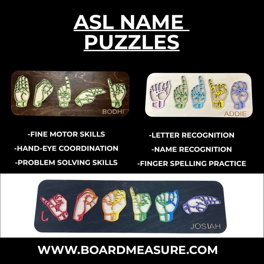 ✨ ASL Name Puzzles are more than just cute d&eacute;cor &mdash; they&rsquo;re powerful learning tools! ✨
Each puzzle blends language, play, and connection, helping little hands (and minds!) grow through meaningful interaction.

Our handcrafted puzzle