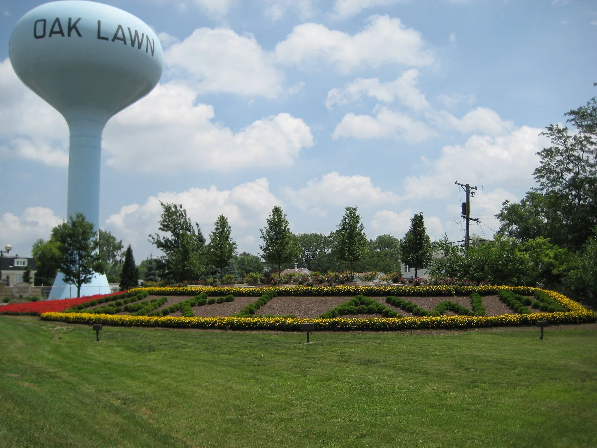Oak Lawn Illinois Entry Garden and Water Tower on 95th