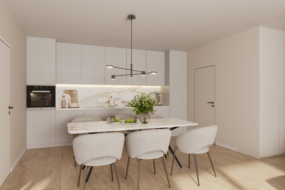 Küche mit Essplatz, Neubauwohnung Talberg-Park Schaffhausen