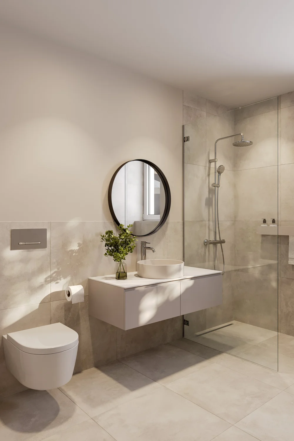Badezimmer mit bodenebener Dusche, Neubau Talberg-Park Schaffhausen