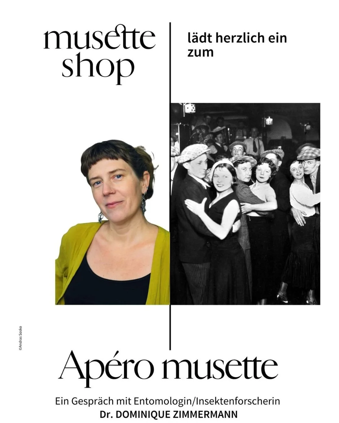 Ap&eacute;ro musette mit Dr. DOMINIQUE ZIMMERMANN @dominique.zimmermann_ 
Donnerstag 30.04.2026, 18:00
&bdquo;Wie hei&szlig;t du?&rdquo;
Die Wissenschaftlerin berichtet &uuml;ber die unglaubliche Insekten-Artenvielfalt, &uuml;ber ihre bedeutende Roll
