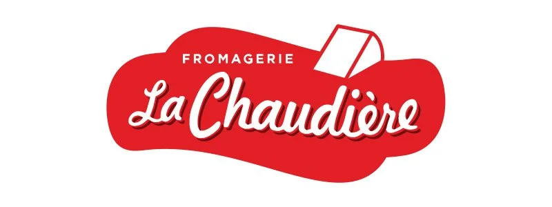 Logo de la fromagerie La Chaudière, couleur rouge avec texte blanc.