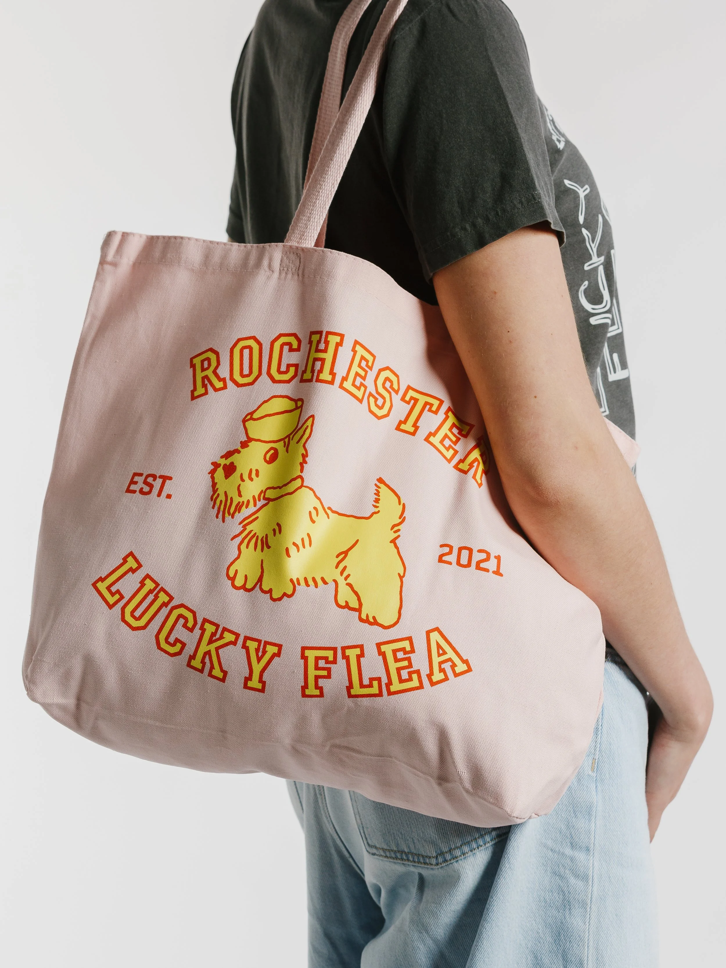 Lucky Pup Tote Bag (Pink)