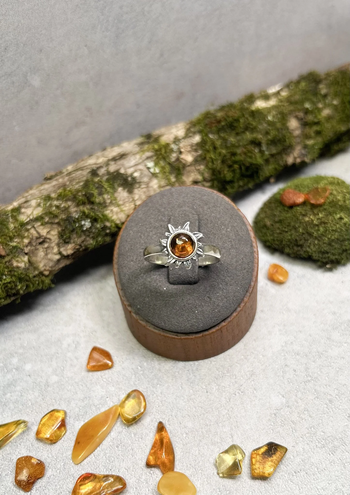 Sunray | Sterling Silver Cognac Baltic Amber Ring