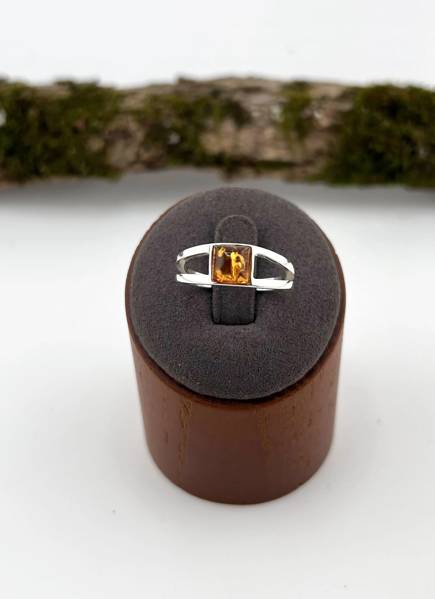 Cognac Baltic Amber Ring | Sterling Silver