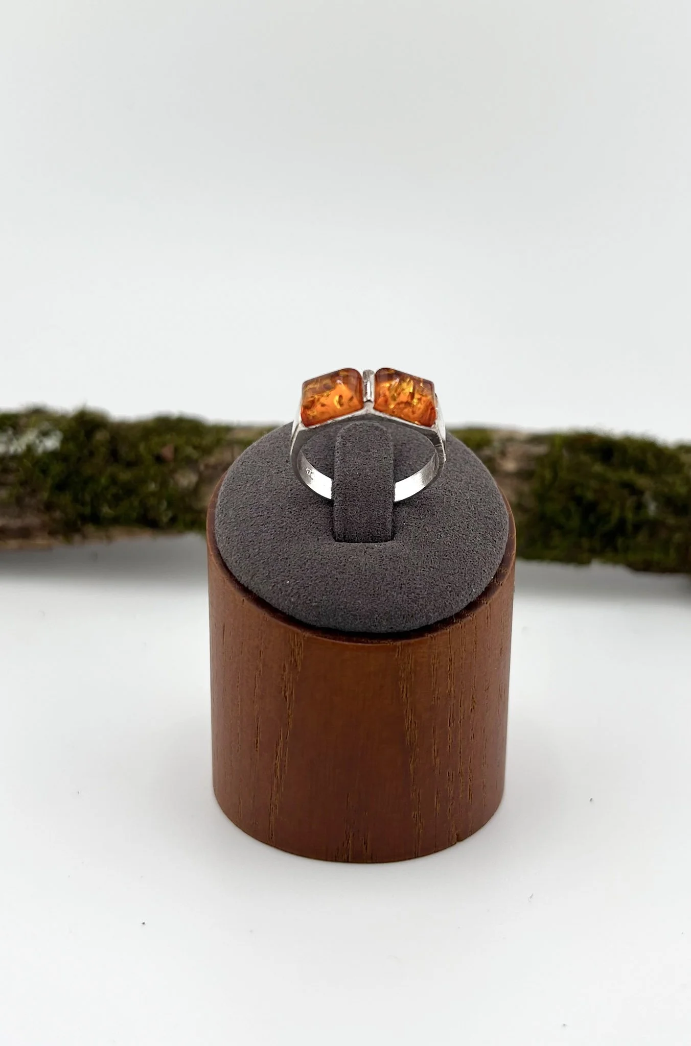 Cognac Baltic Amber Ring | Sterling Silver