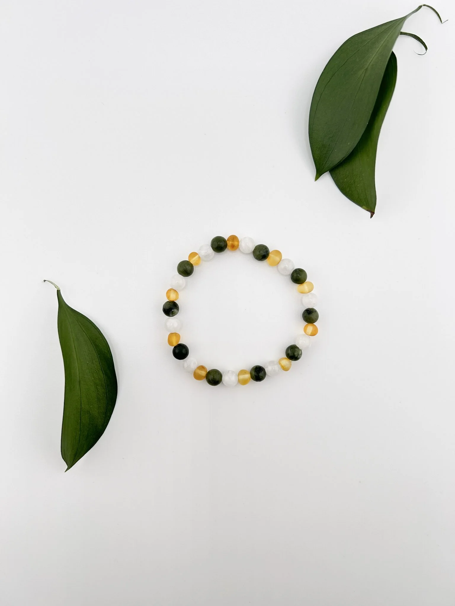 Baltic Amber & Gemstone Bracelet – Natural Beaded Bracelet (6.5”)
