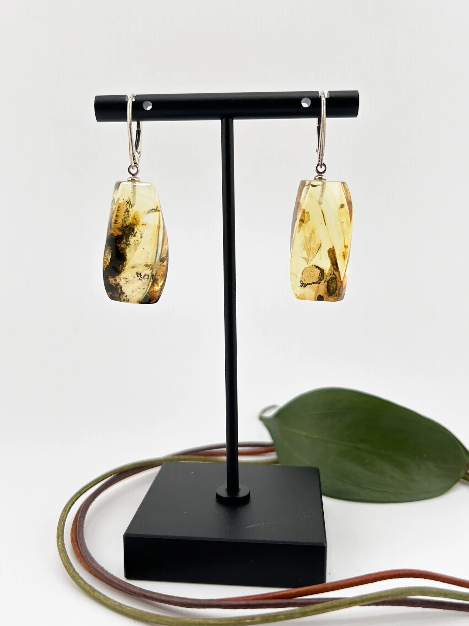 Baltic Amber Drop Earrings – Light Honey Amber with Natural Inclusions and Silver Hooks
