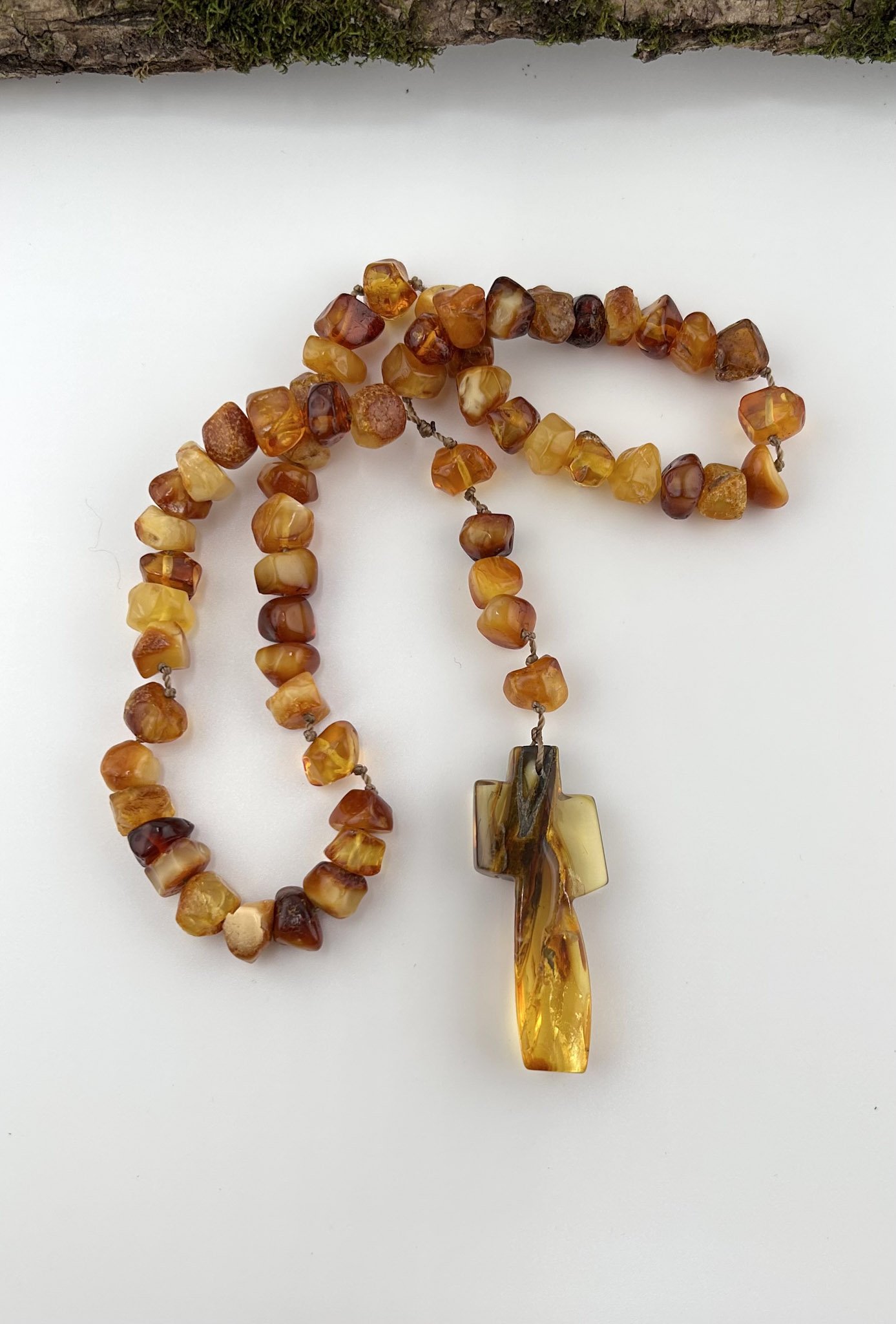 Baltic Amber Rosary with Multicolor Cubic Beads