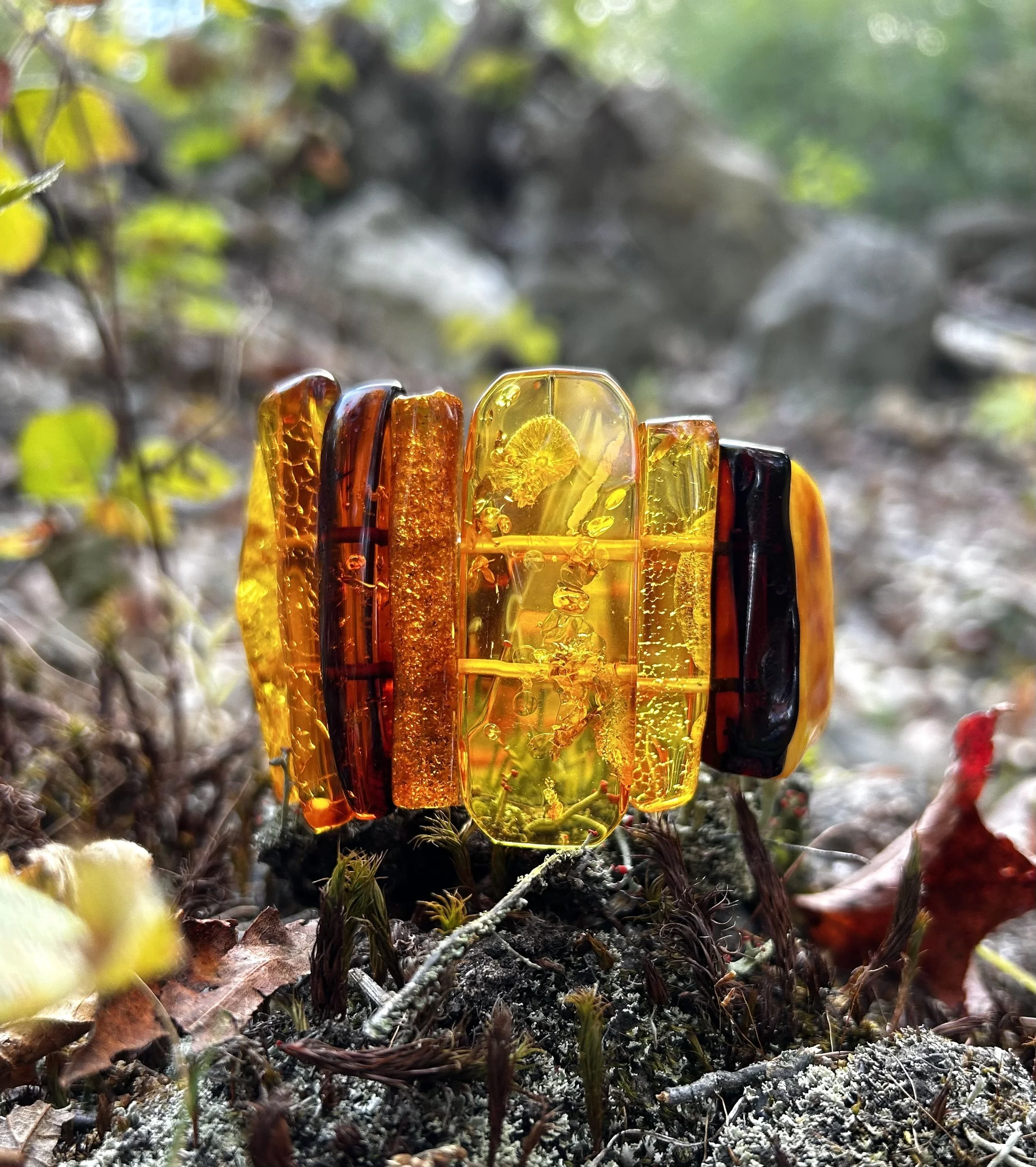 Multicolored Baltic amber bracelet