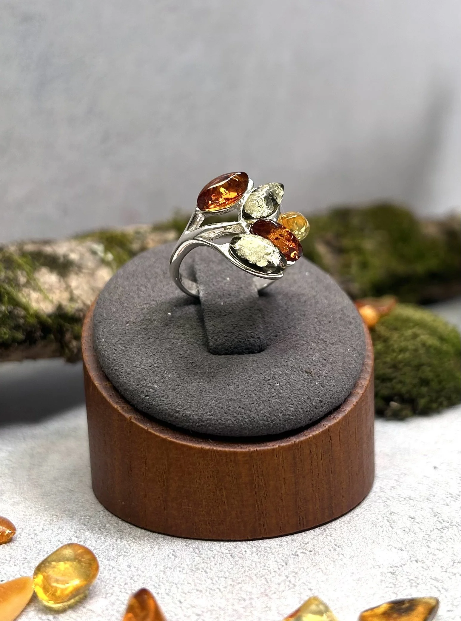 Baltic amber sterling silver ring