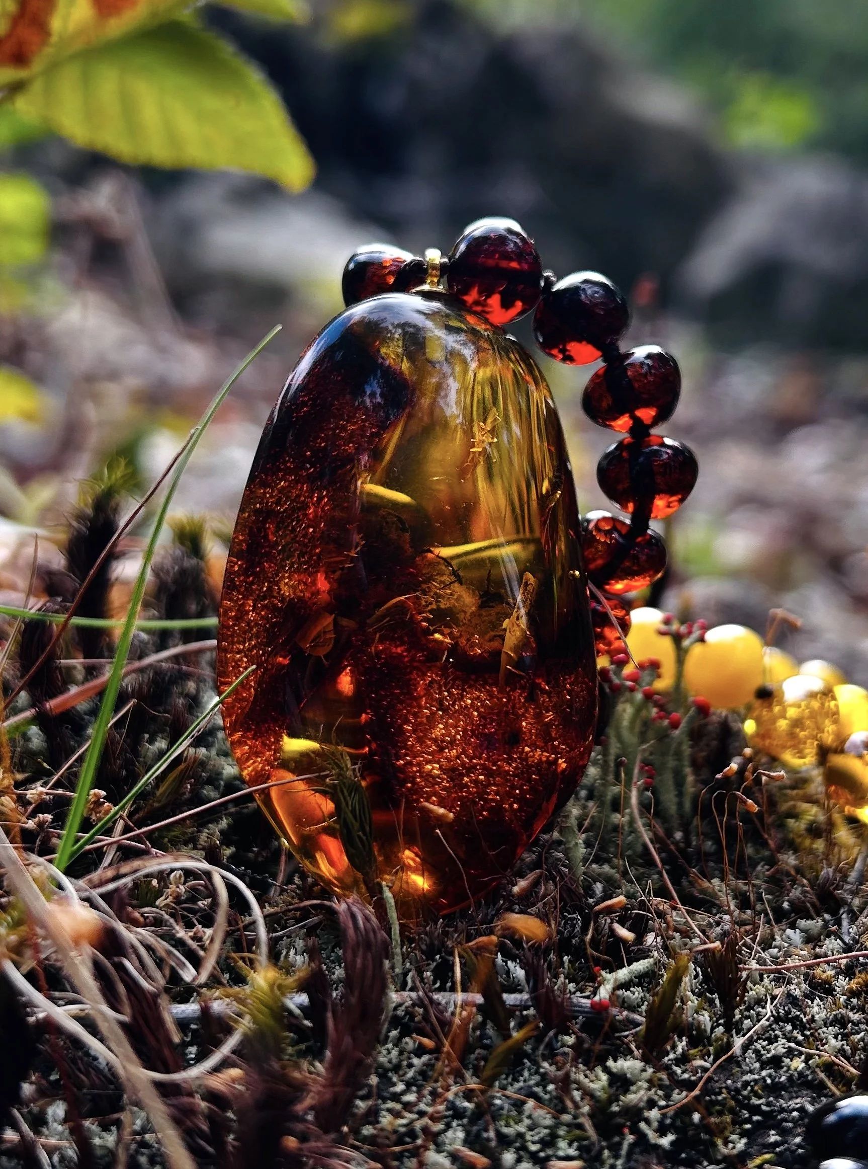 Cognac colored Baltic amber necklace