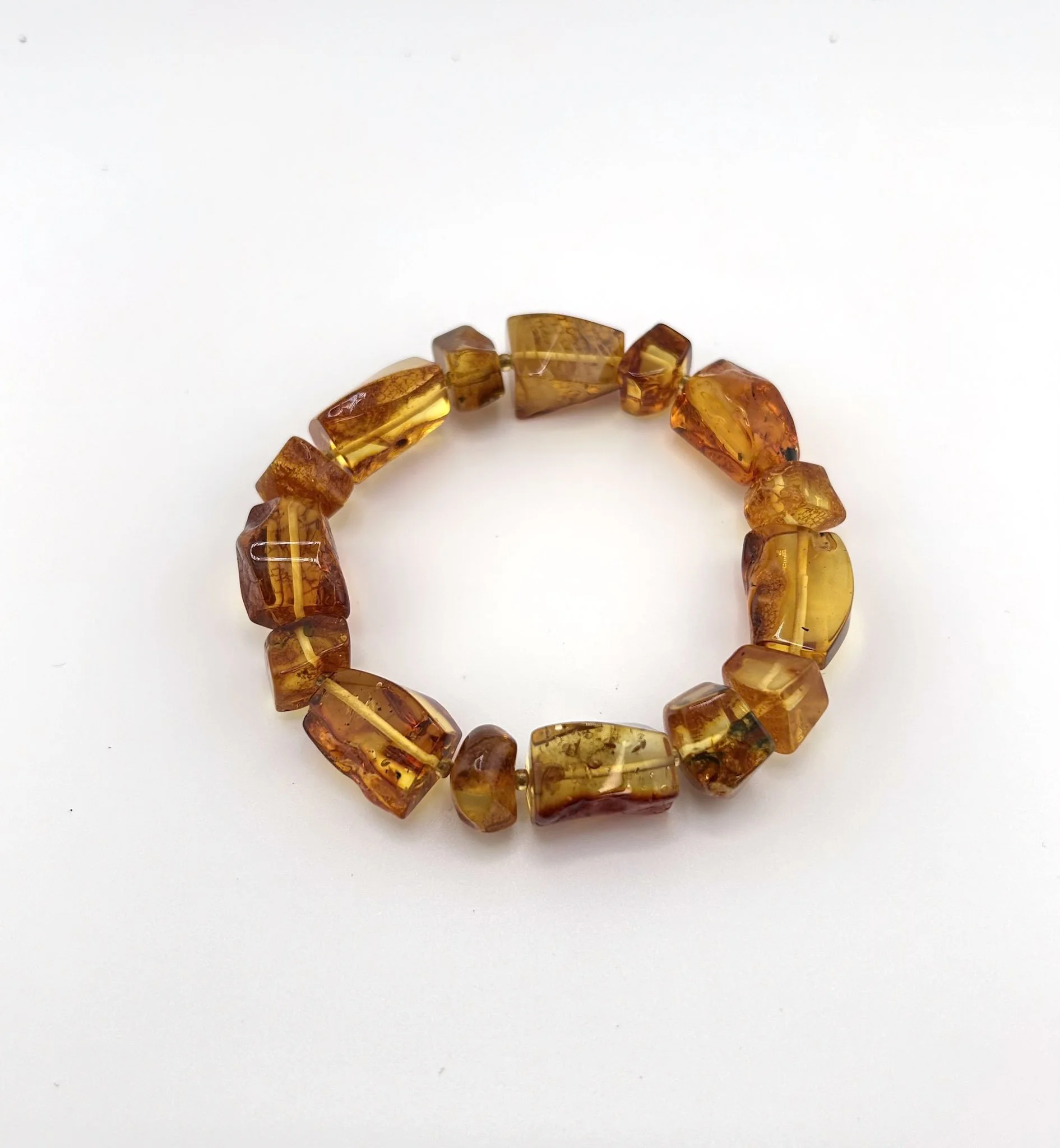 Large Rectangular Bead Genuine Baltic Amber Bracelet