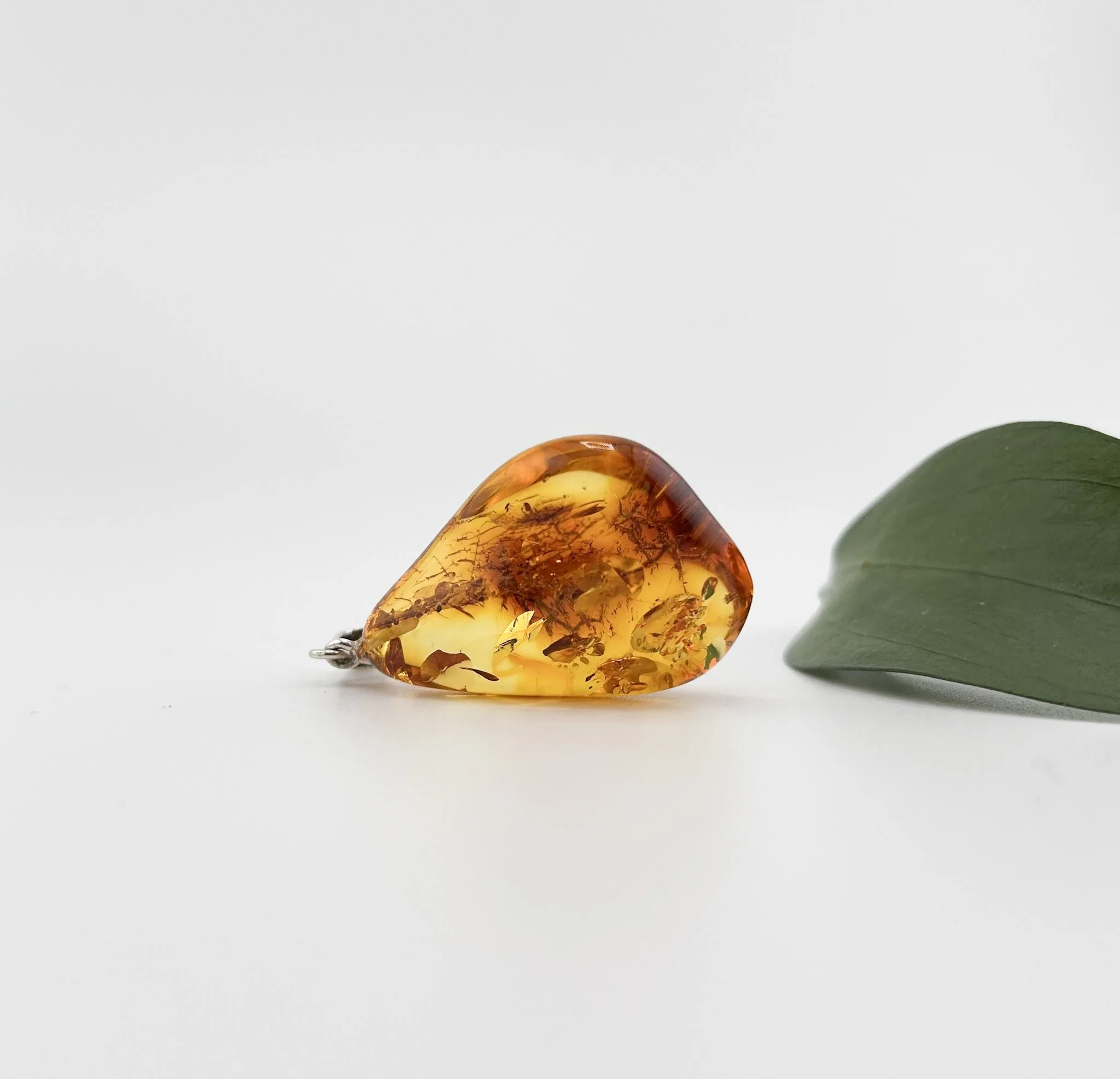 Natural Baltic Amber Pendant with Inclusions – Honey Cognac Amber Statement Piece