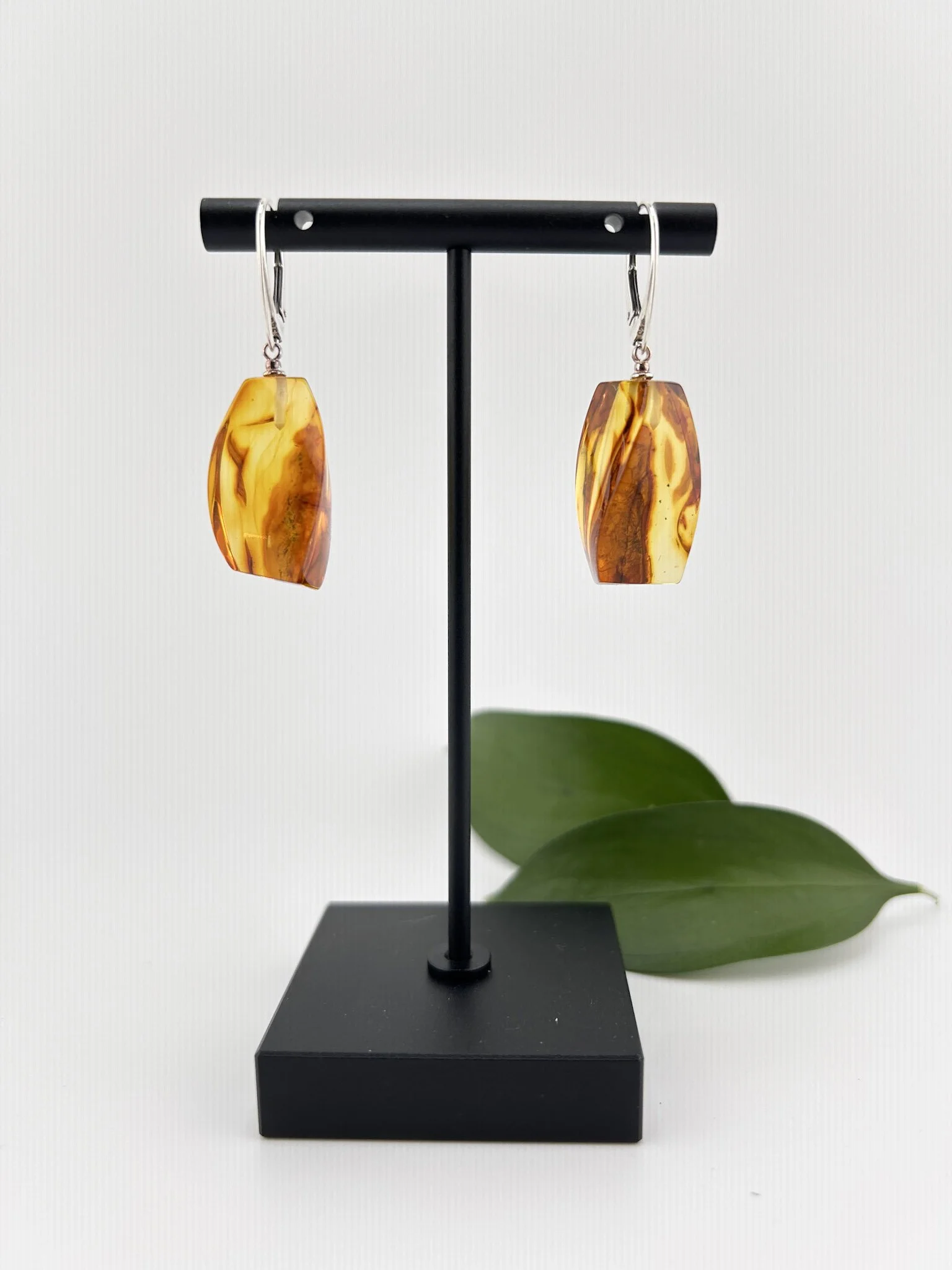 Baltic Amber Drop Earrings – Honey & Cognac Amber with Silver Leverbacks