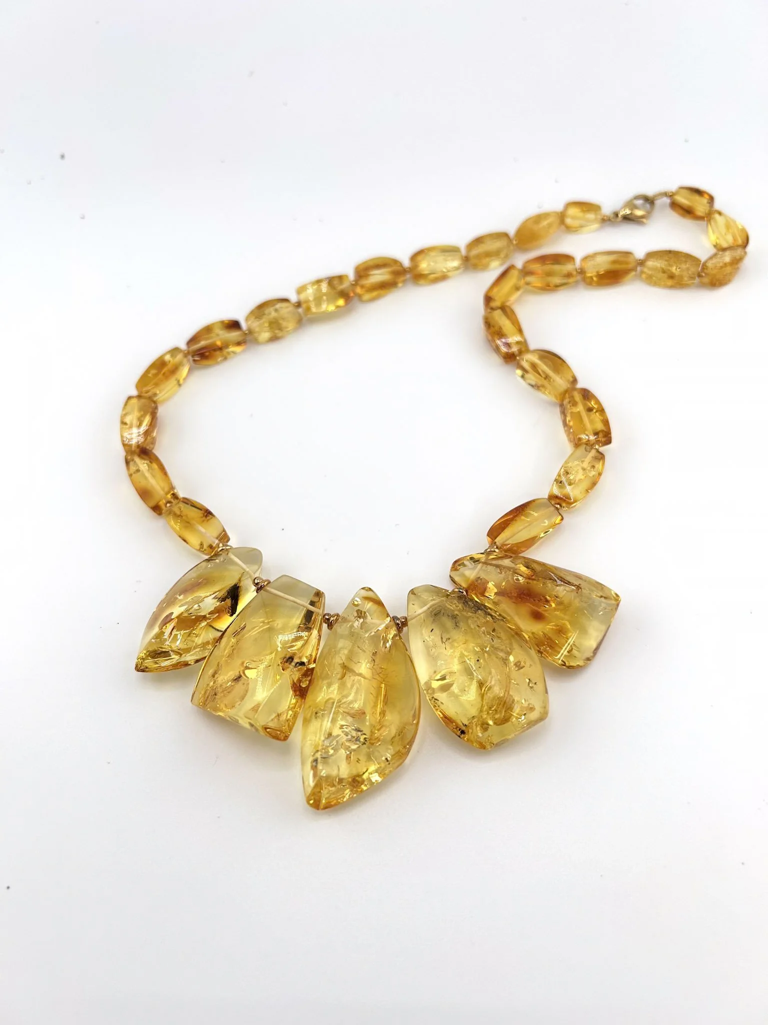 Aurora | Five Drop Lemon Genuine Baltic Amber Kolia Necklace