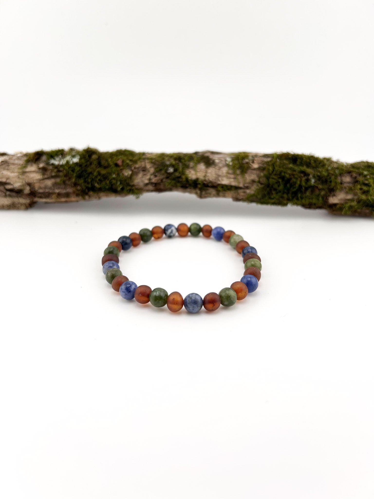 Baltic Amber, Serpentine & Sodalite Bracelet