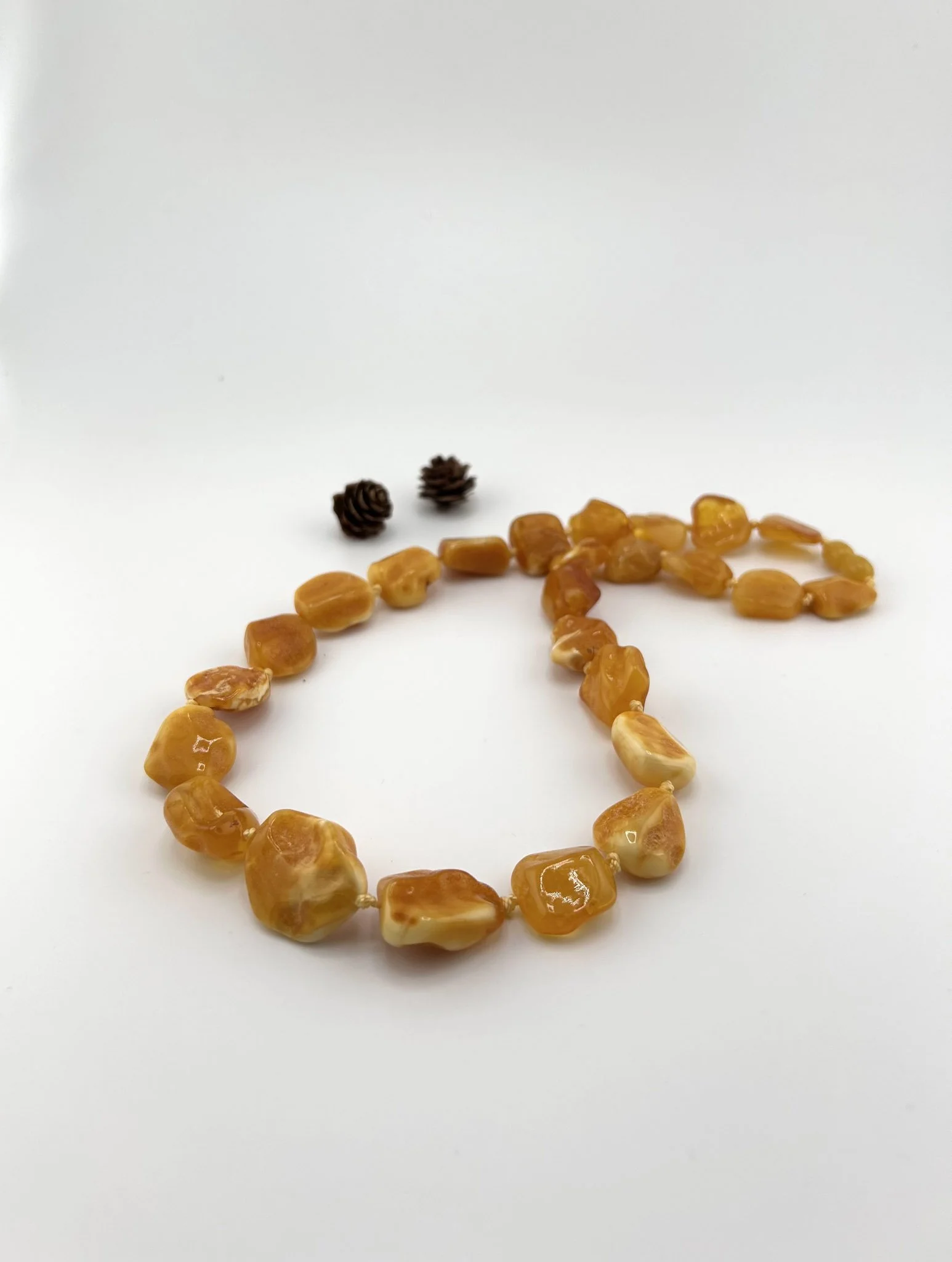 Untreated Baltic Amber Pebble Necklace | Golden Butterscotch