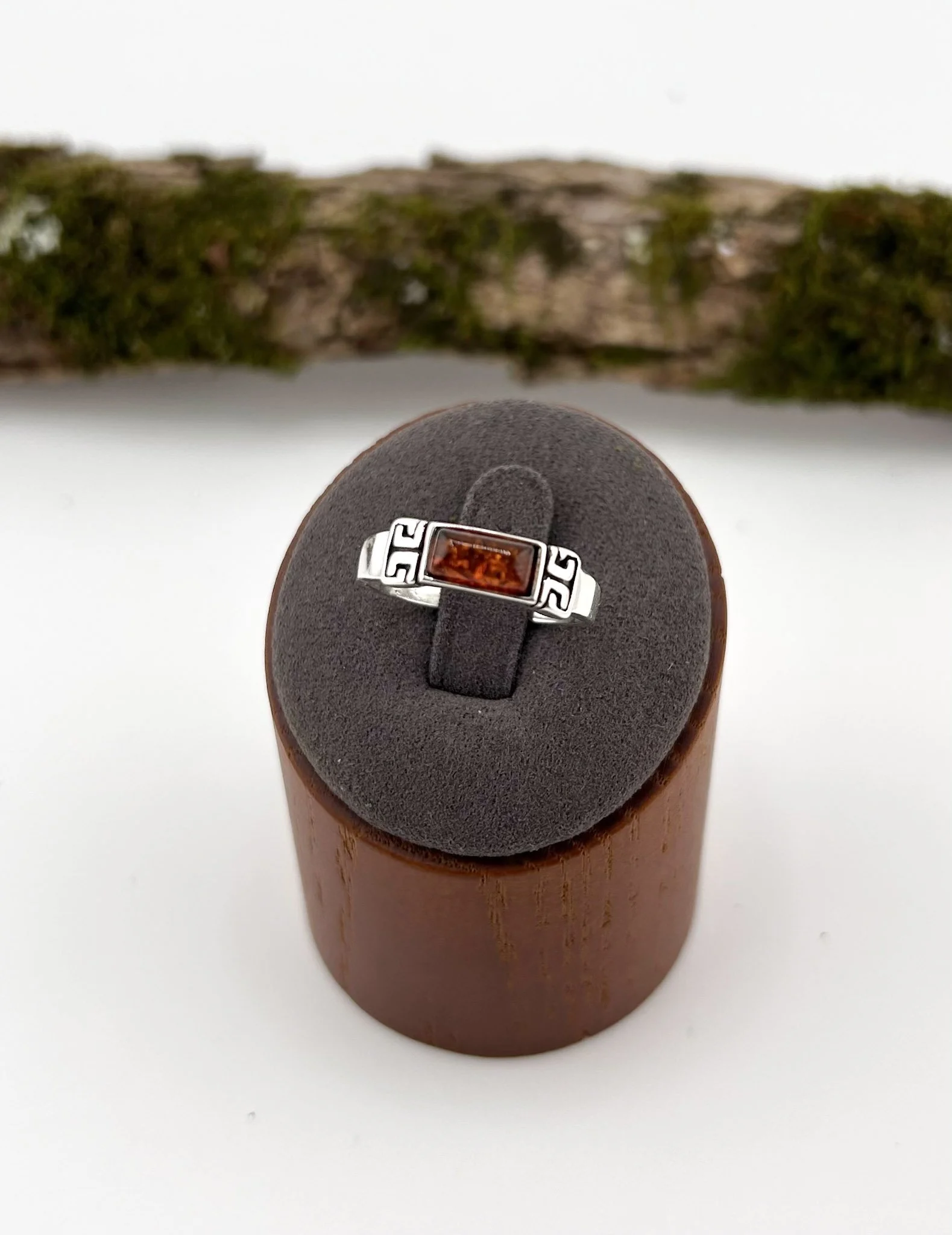 Cognac Baltic Amber Ring | Sterling Silver
