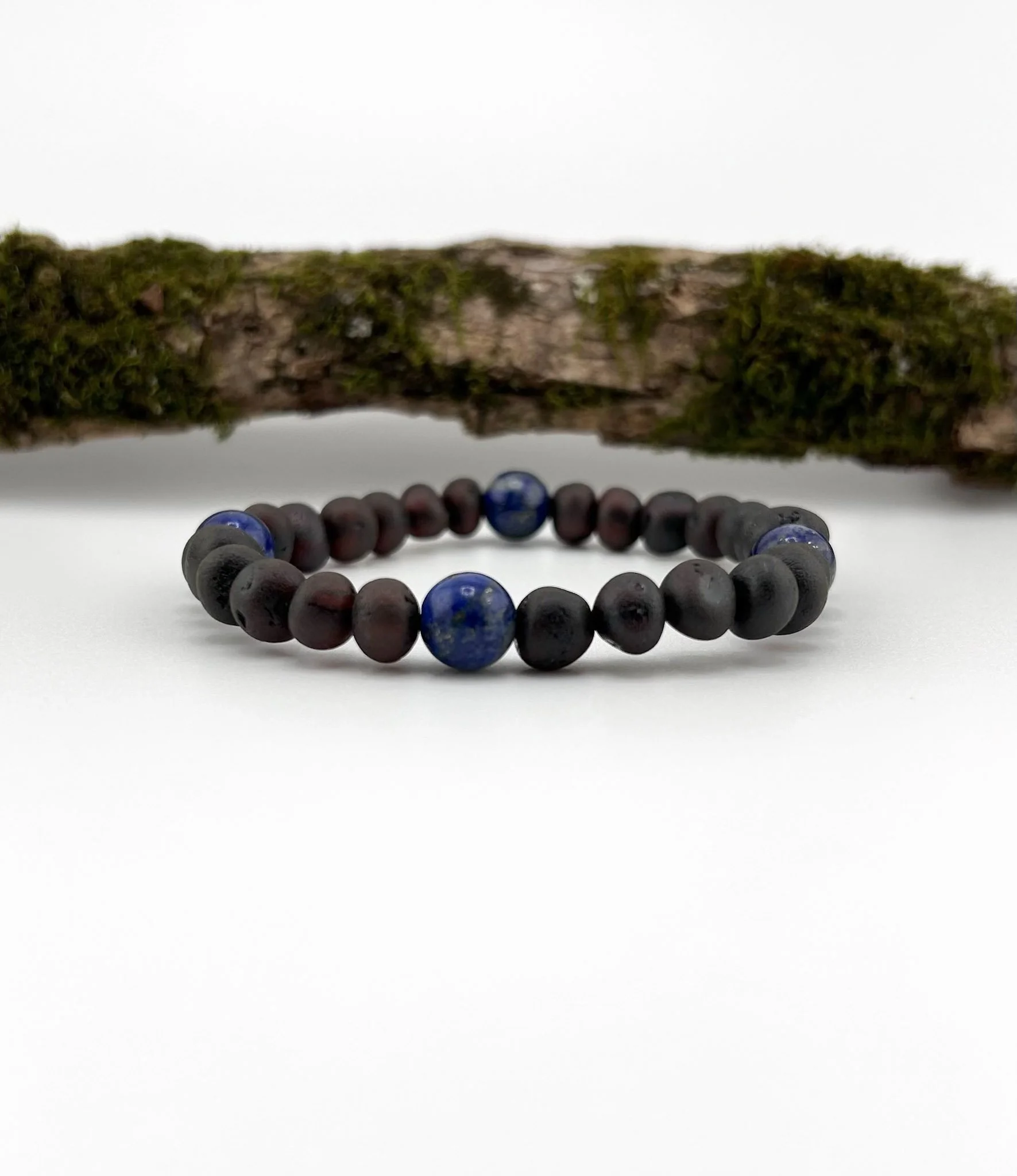 Midnight Forest | Baltic Amber & Lapis Lazuli Bracelet