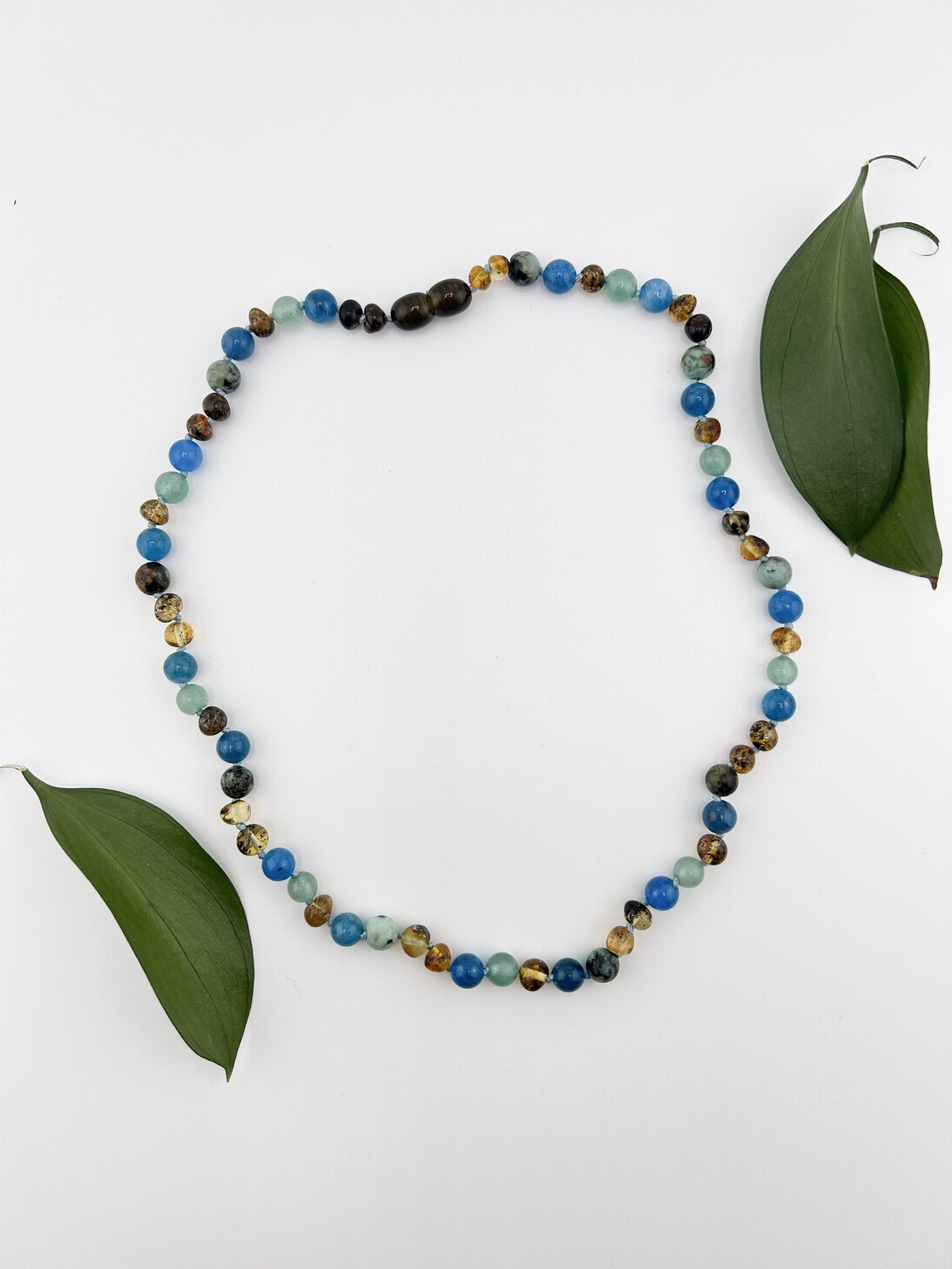 Green Baroque Baltic Amber Necklace – Aventurine, African Turquoise & Apatite