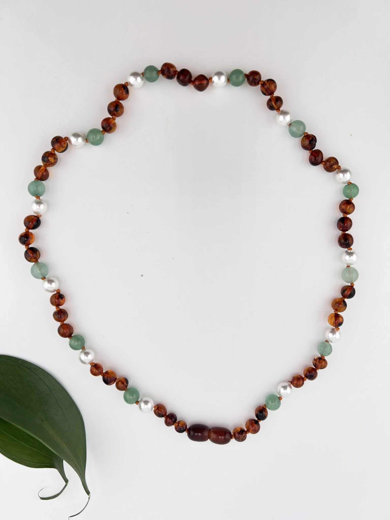 Baltic Amber, Pearl & Aventurine Necklace