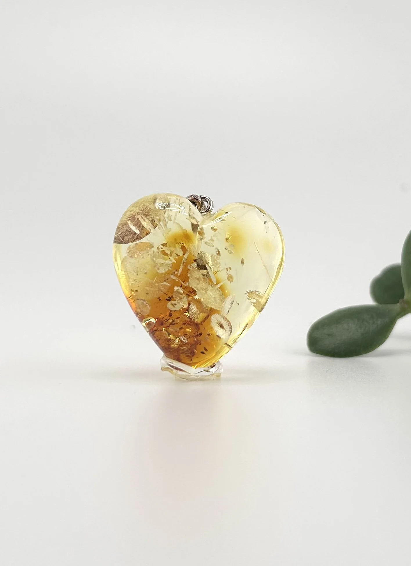 Lemon Baltic Amber Heart Pendant
