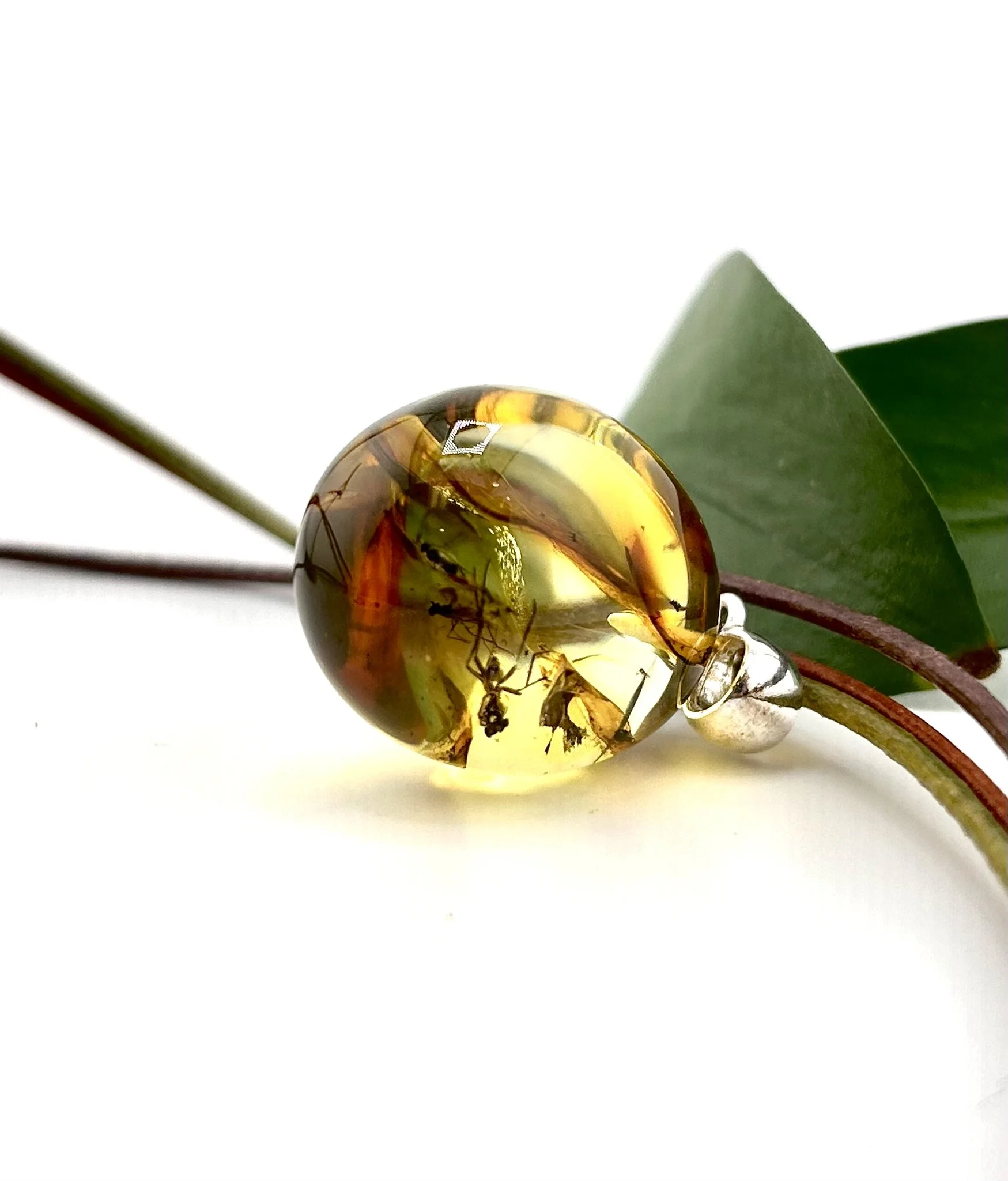 Baltic amber pendant with an insect