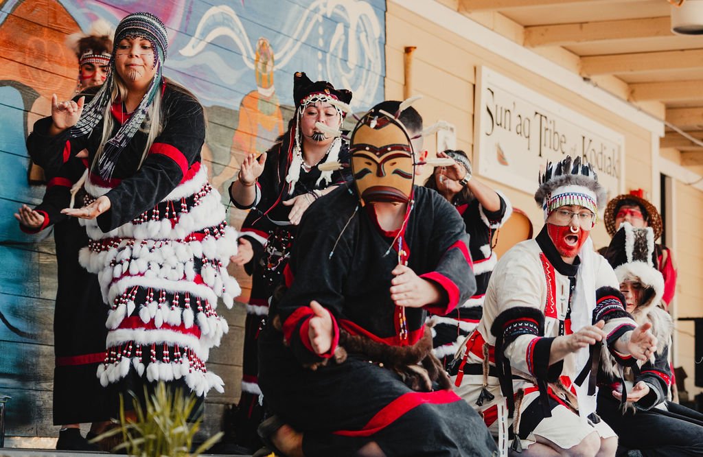 Kodiak Alutiiq Dancers at Crab Fest 2022 performance. Photo by Ellen Carty.