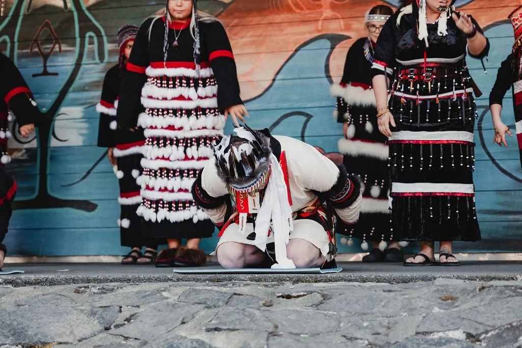 Kodiak Alutiiq Dancers at Crab Fest 2022 performance. Photo by Ellen Carty.