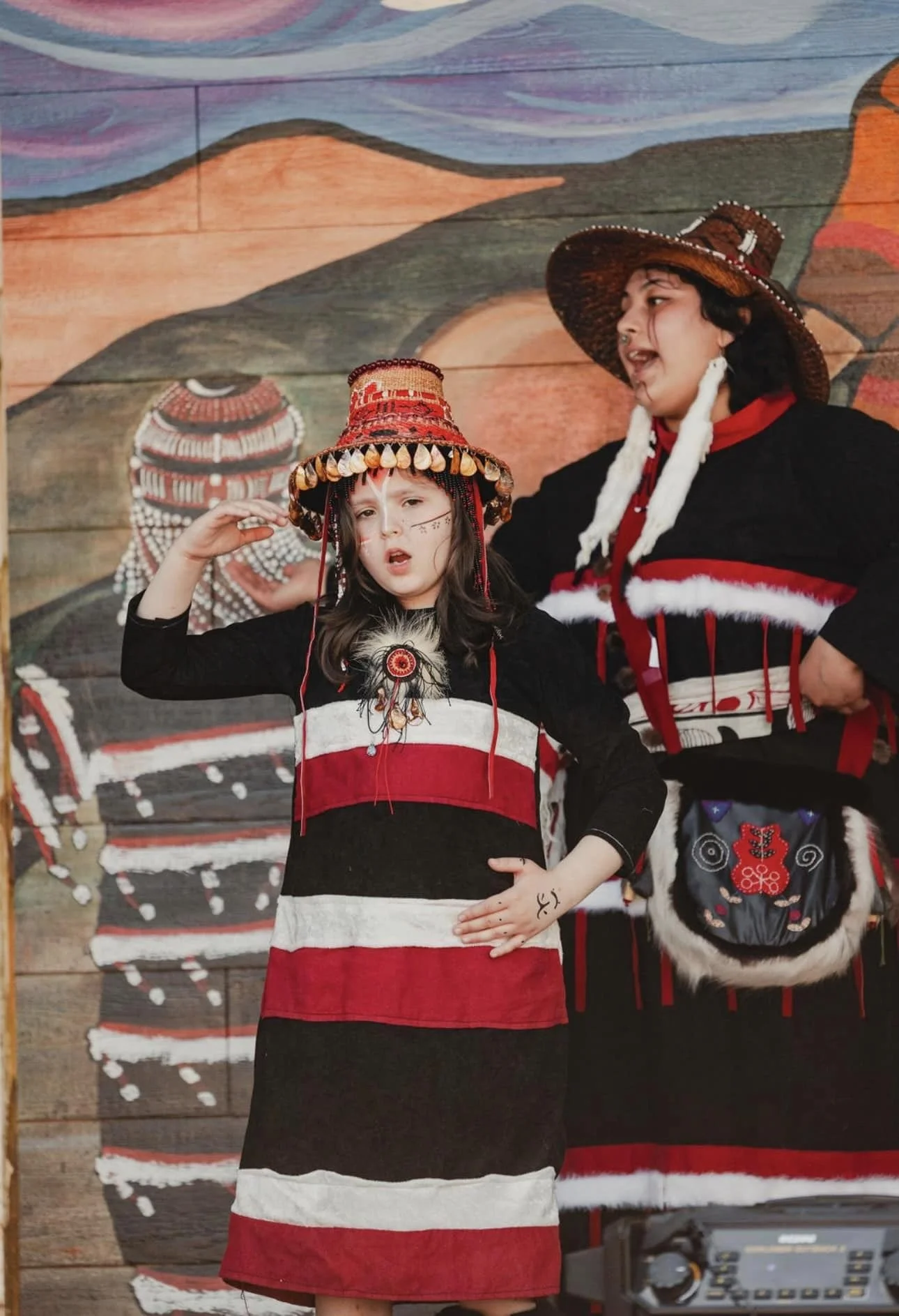 Kodiak Alutiiq Dancers at Sun'aq Tribe building during Crab Fest 2022 performance. Photo by Ellen Carty