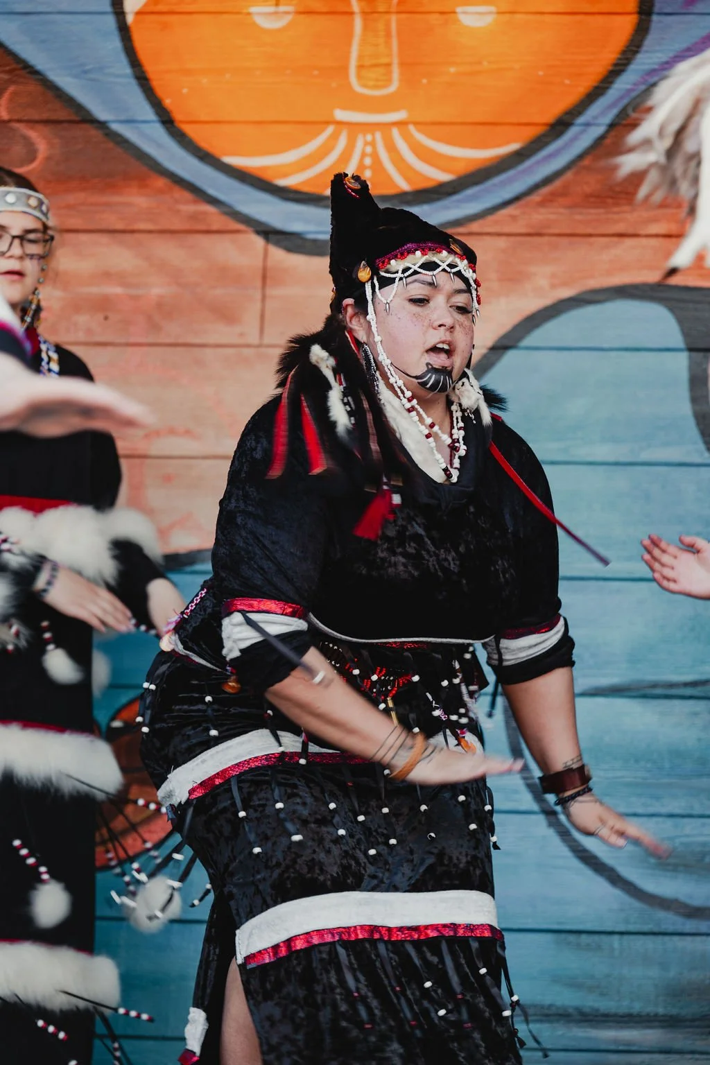 Kodiak Alutiiq Dancers at Crab Fest 2022 performance. Photo by Ellen Carty.