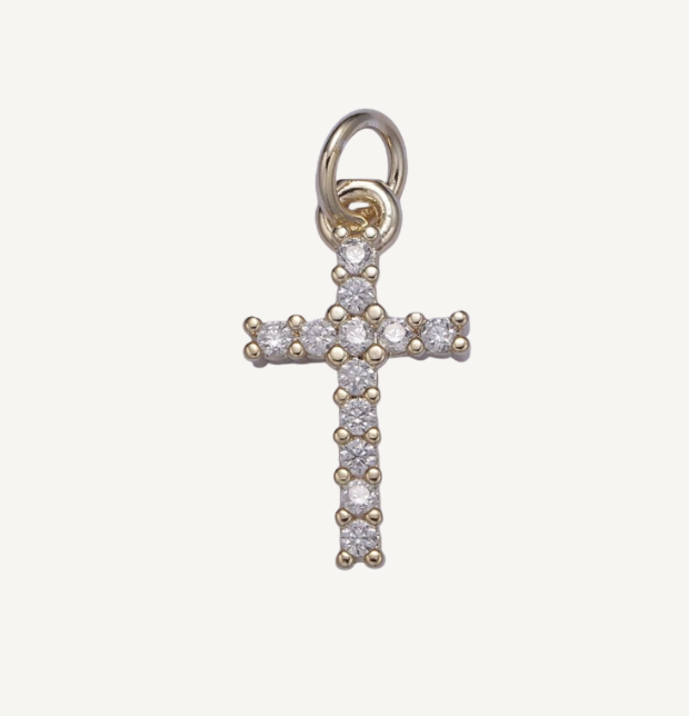 Dainty Pave Cross Charm