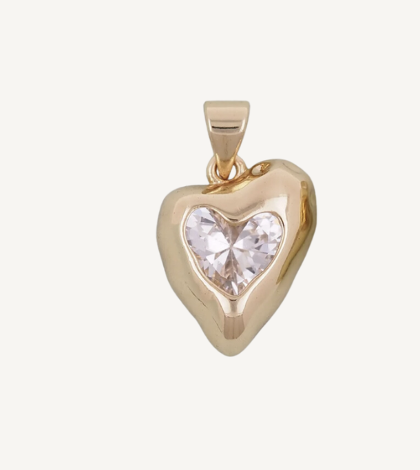 Asymmetrical Crystal Heart Charm